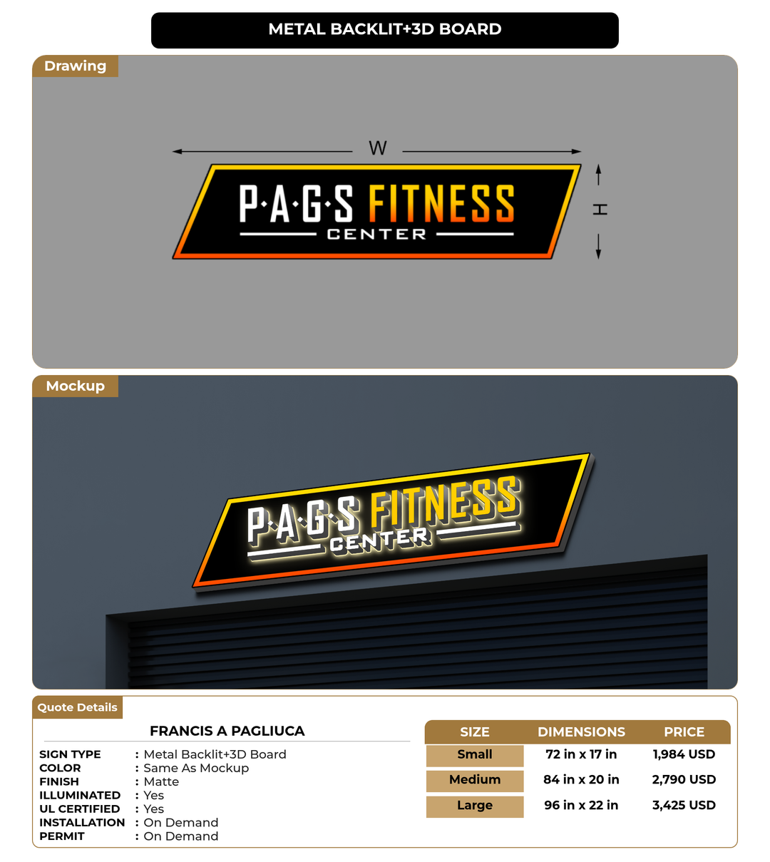 CUSTOM MOCKUP SIGN FOR Francis A Pagliuca