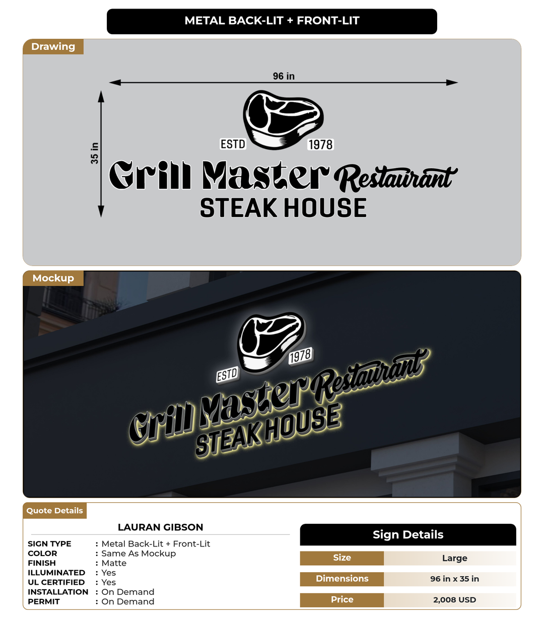 CUSTOM MOCKUP SIGN FOR Lauran Gibson