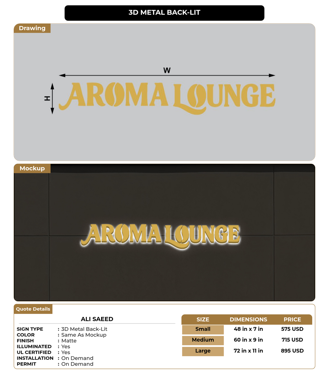 CUSTOM MOCKUP SIGN FOR Ali Saeed
