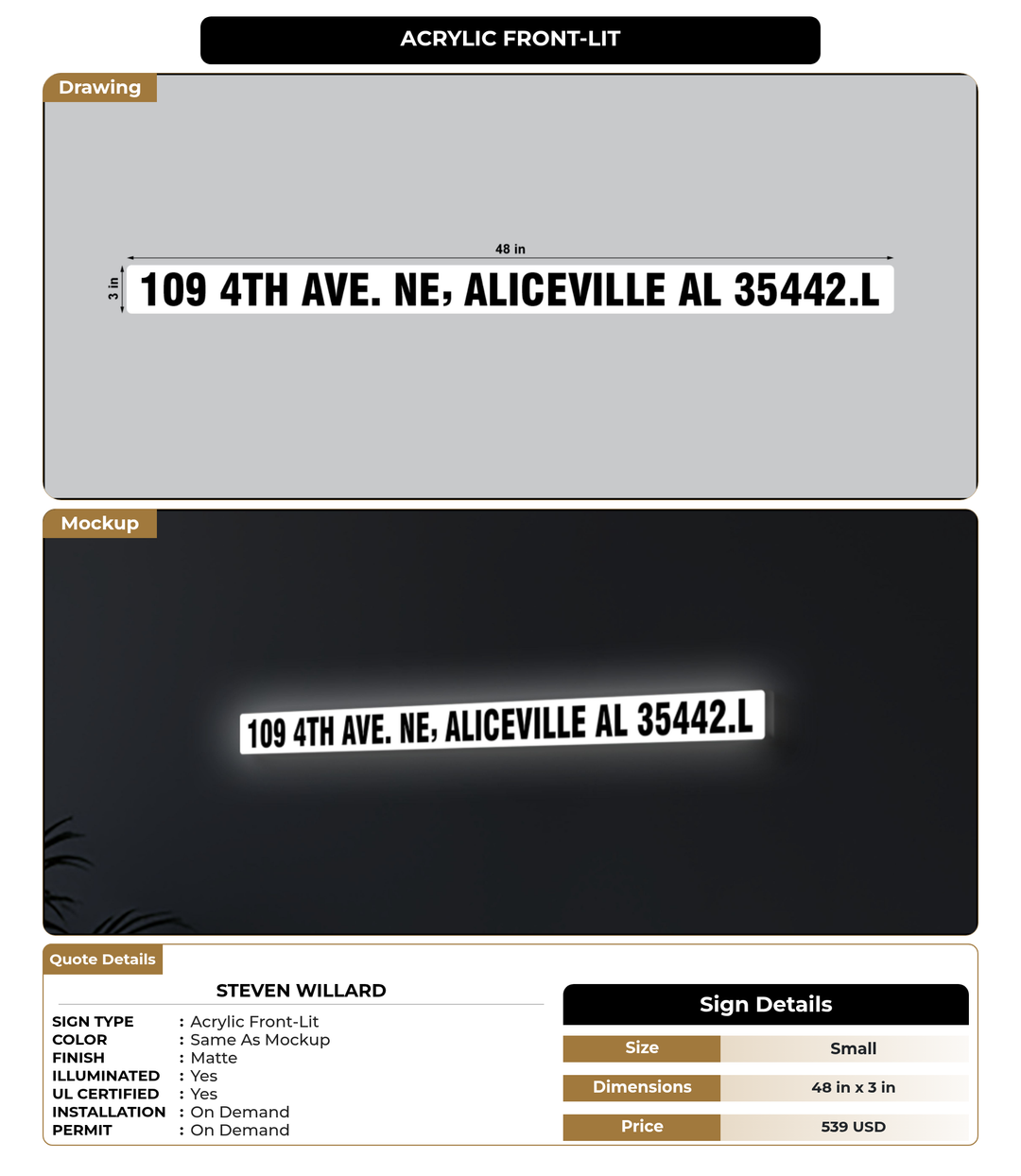 CUSTOM MOCKUP SIGN FOR Steven Willard