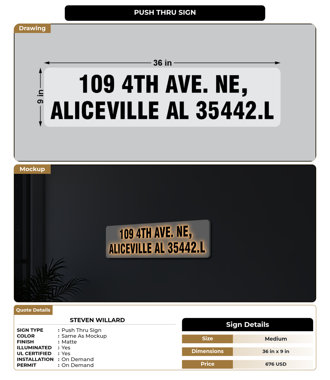 CUSTOM MOCKUP SIGN FOR Steven Willard