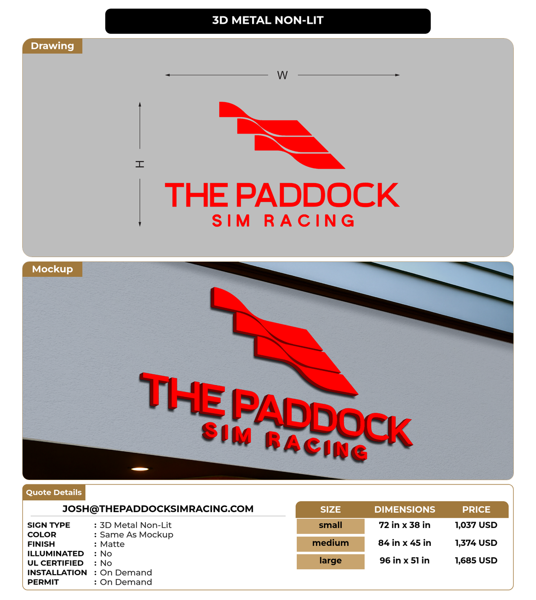 CUSTOM MOCKUP SIGN FOR Josh@thepaddocksimracing.com