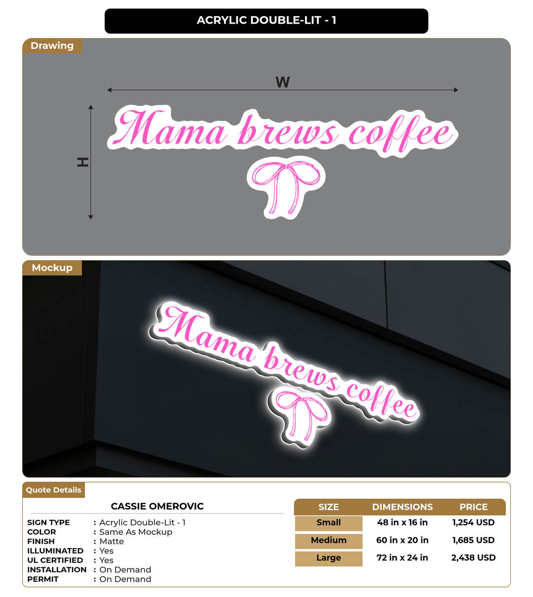 CUSTOM MOCKUP SIGN FOR Cassie Omerovic