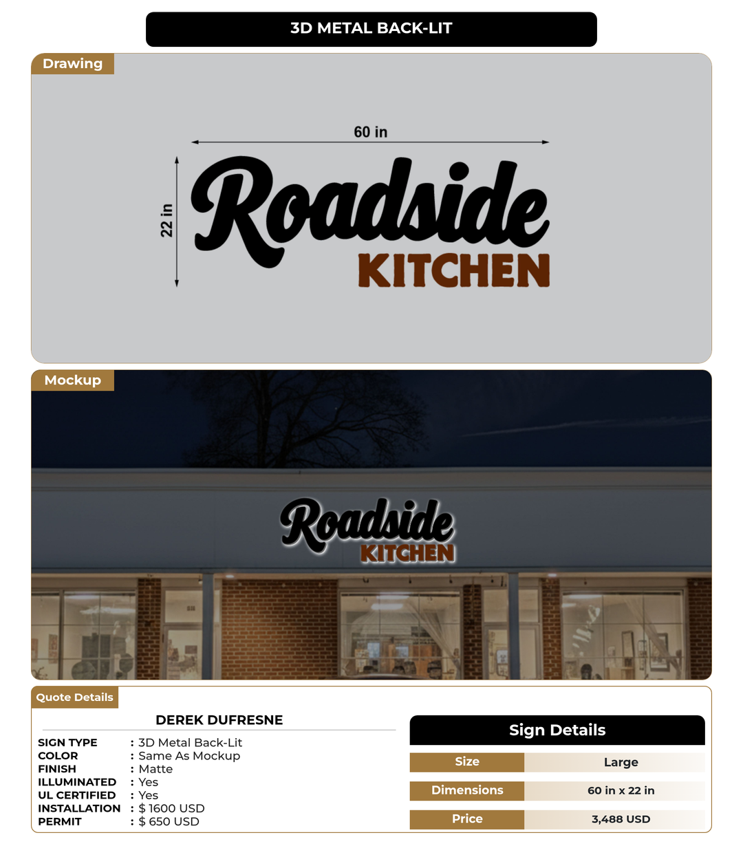 CUSTOM MOCKUP SIGN FOR Derek Dufresne