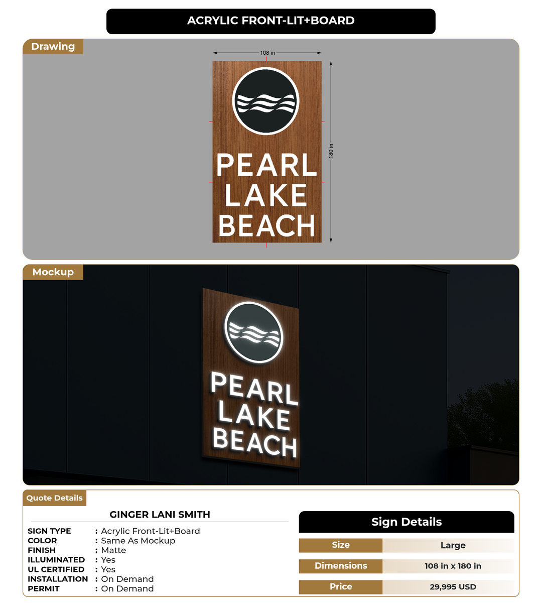 CUSTOM MOCKUP SIGN FOR GINGER LANI SMITH