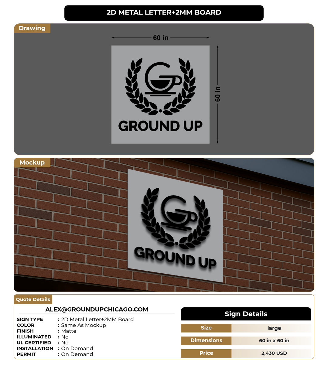 CUSTOM MOCKUP SIGN FOR alex@groundupchicago.com