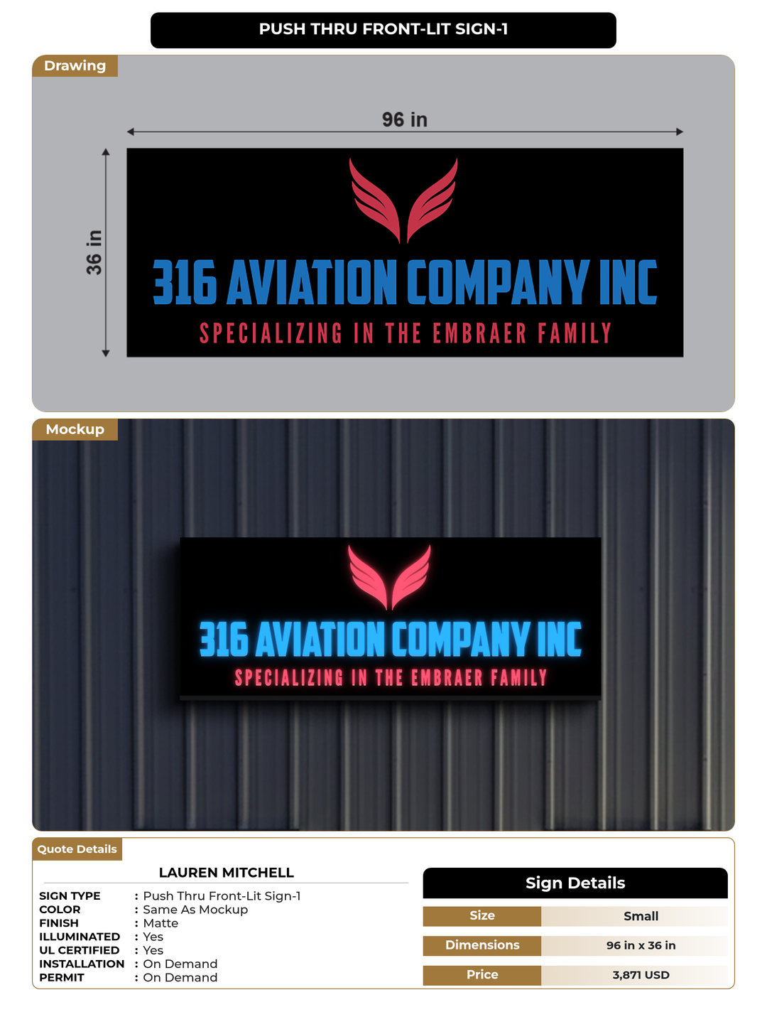 CUSTOM MOCKUP SIGN FOR LAUREN MITCHELL