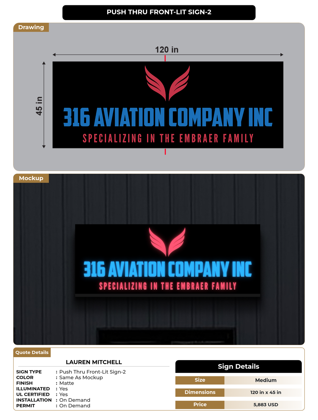 CUSTOM MOCKUP SIGN FOR LAUREN MITCHELL