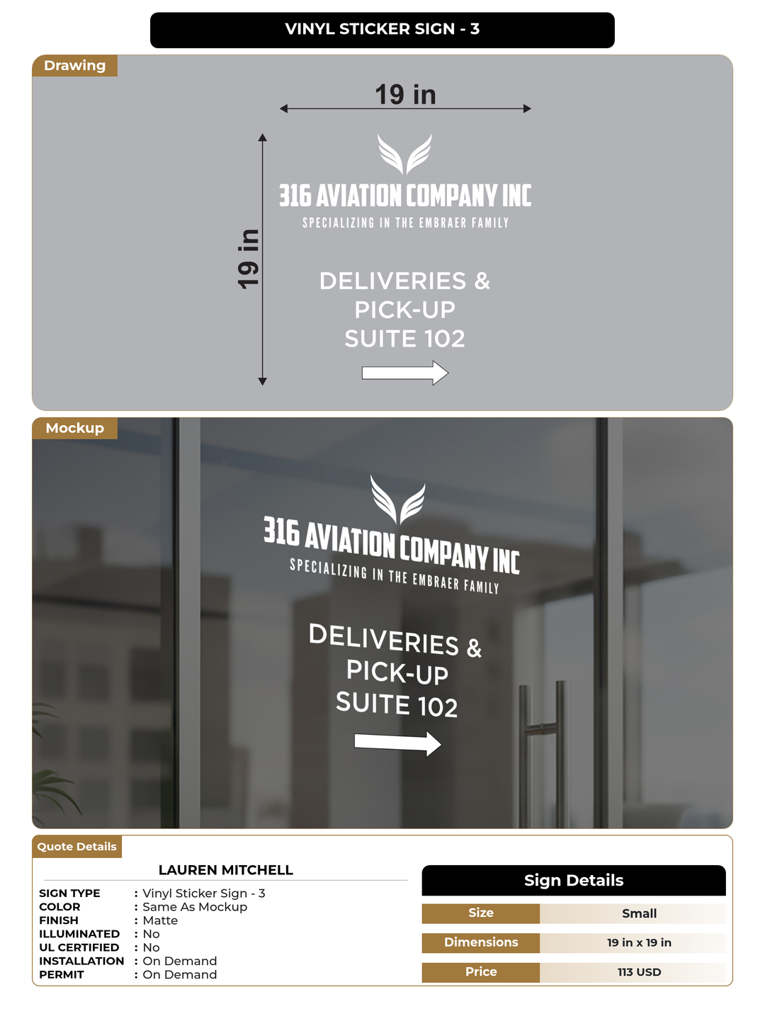 CUSTOM MOCKUP SIGN FOR LAUREN MITCHELL