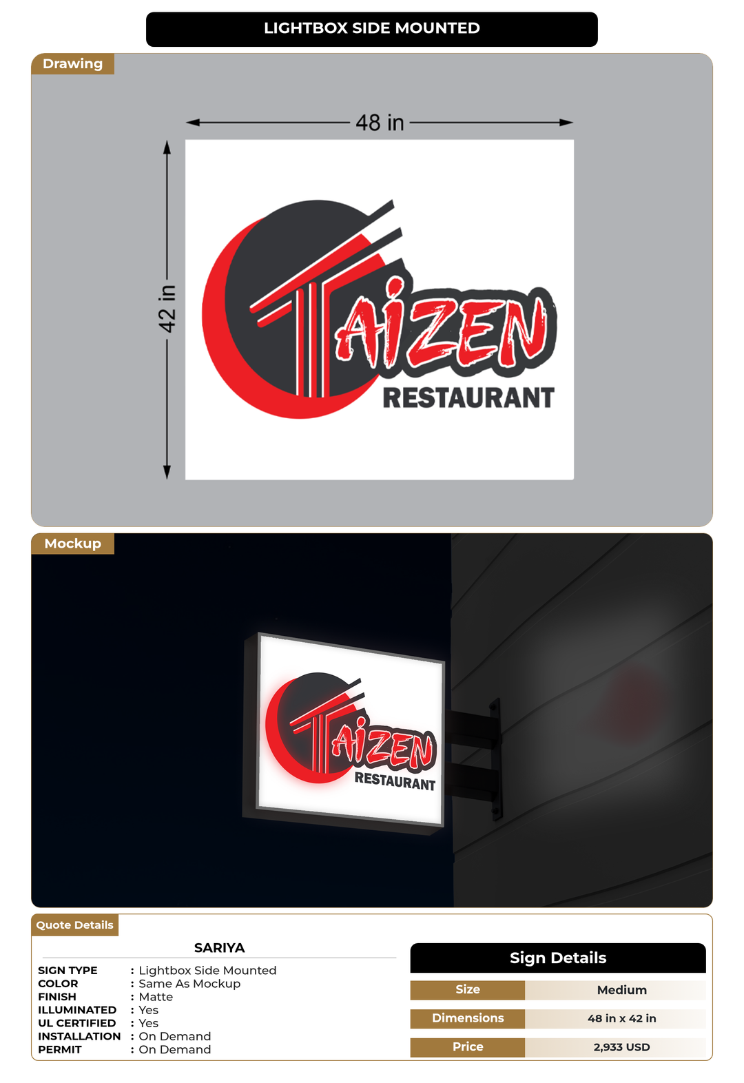 CUSTOM MOCKUP SIGN FOR Sariya