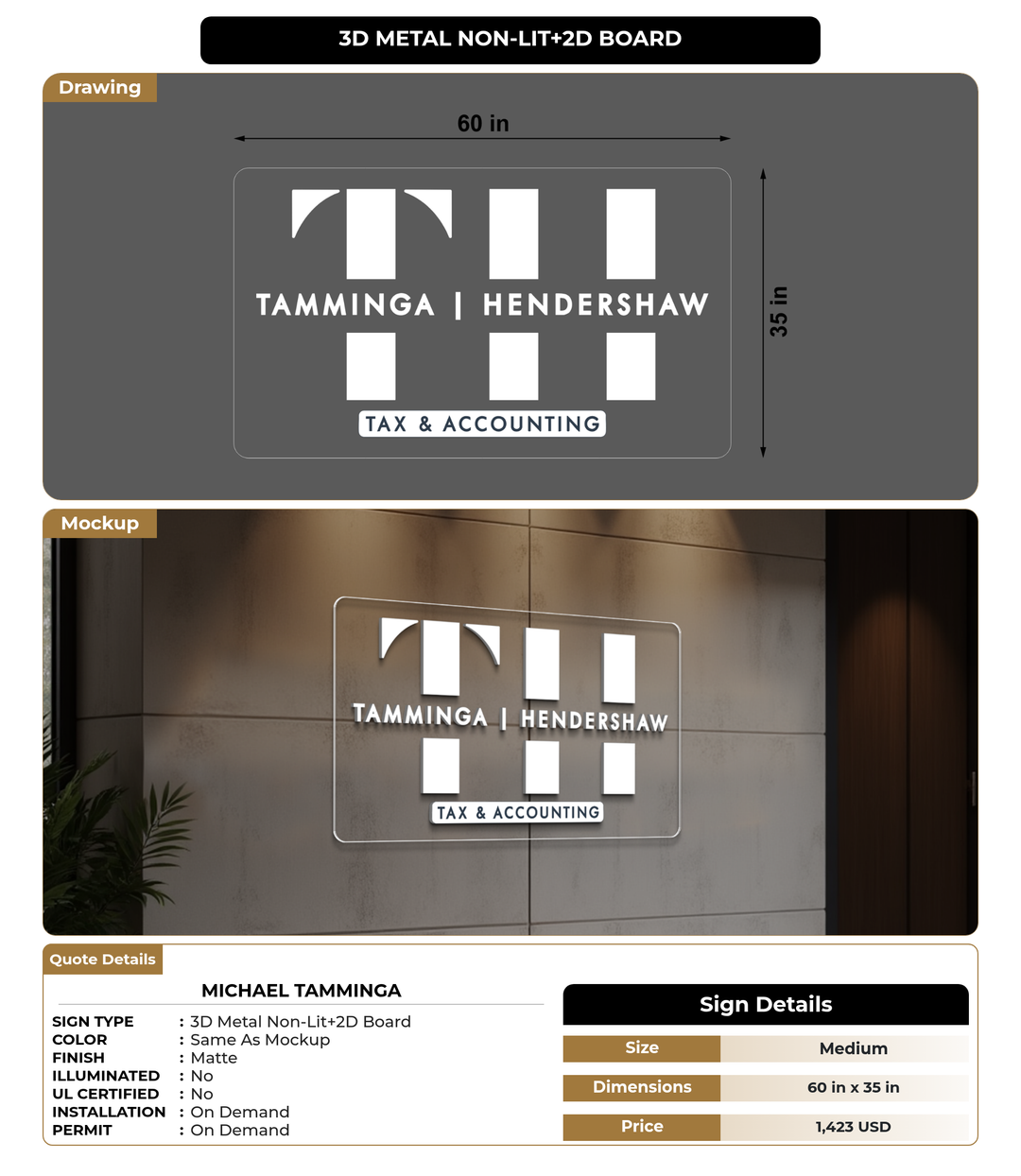 CUSTOM MOCKUP SIGN FOR Michael Tamminga