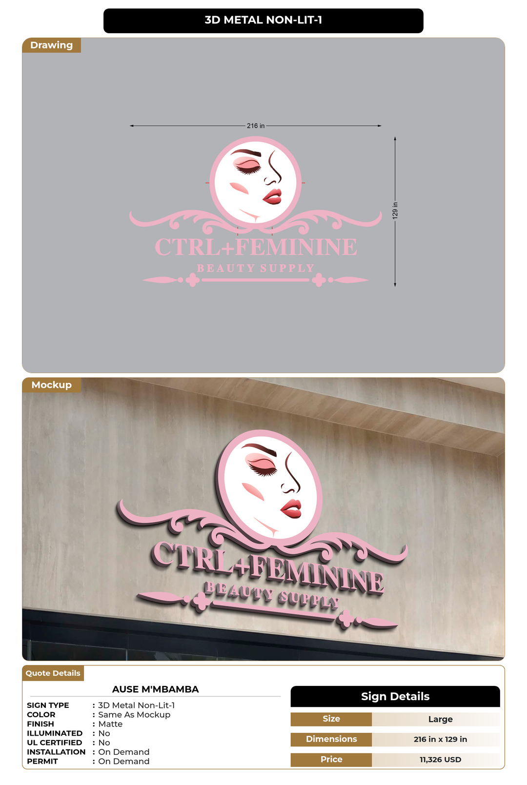 CUSTOM MOCKUP SIGN FOR Ause M&