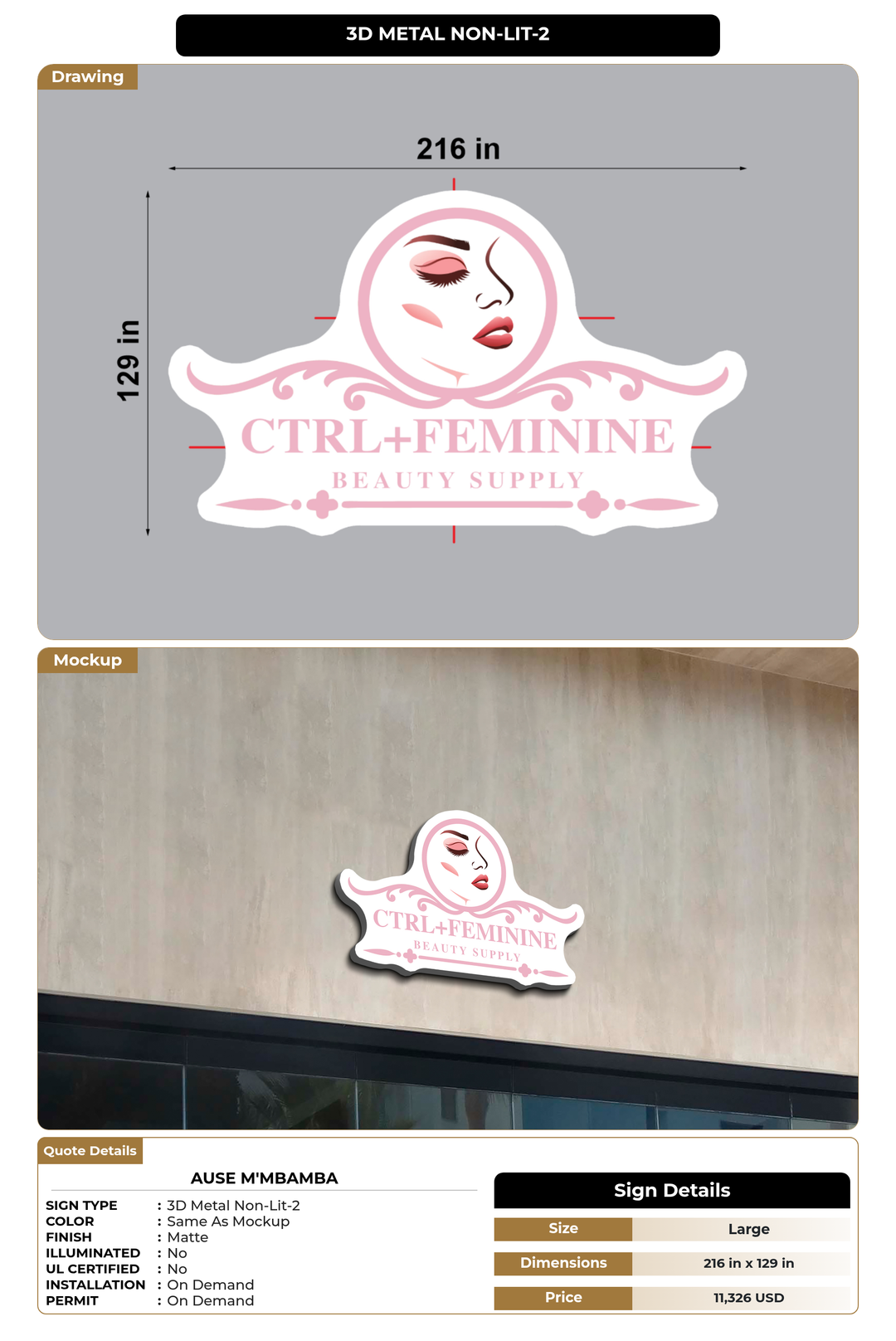 CUSTOM MOCKUP SIGN FOR Ause M&