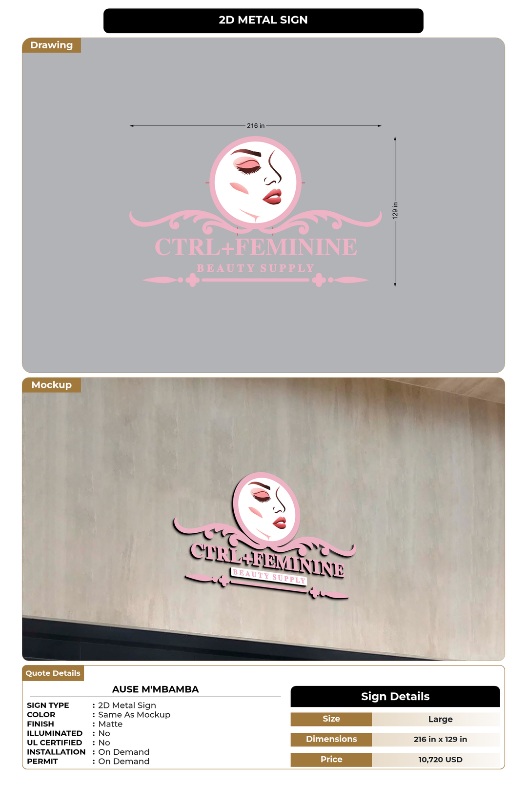 CUSTOM MOCKUP SIGN FOR Ause M&