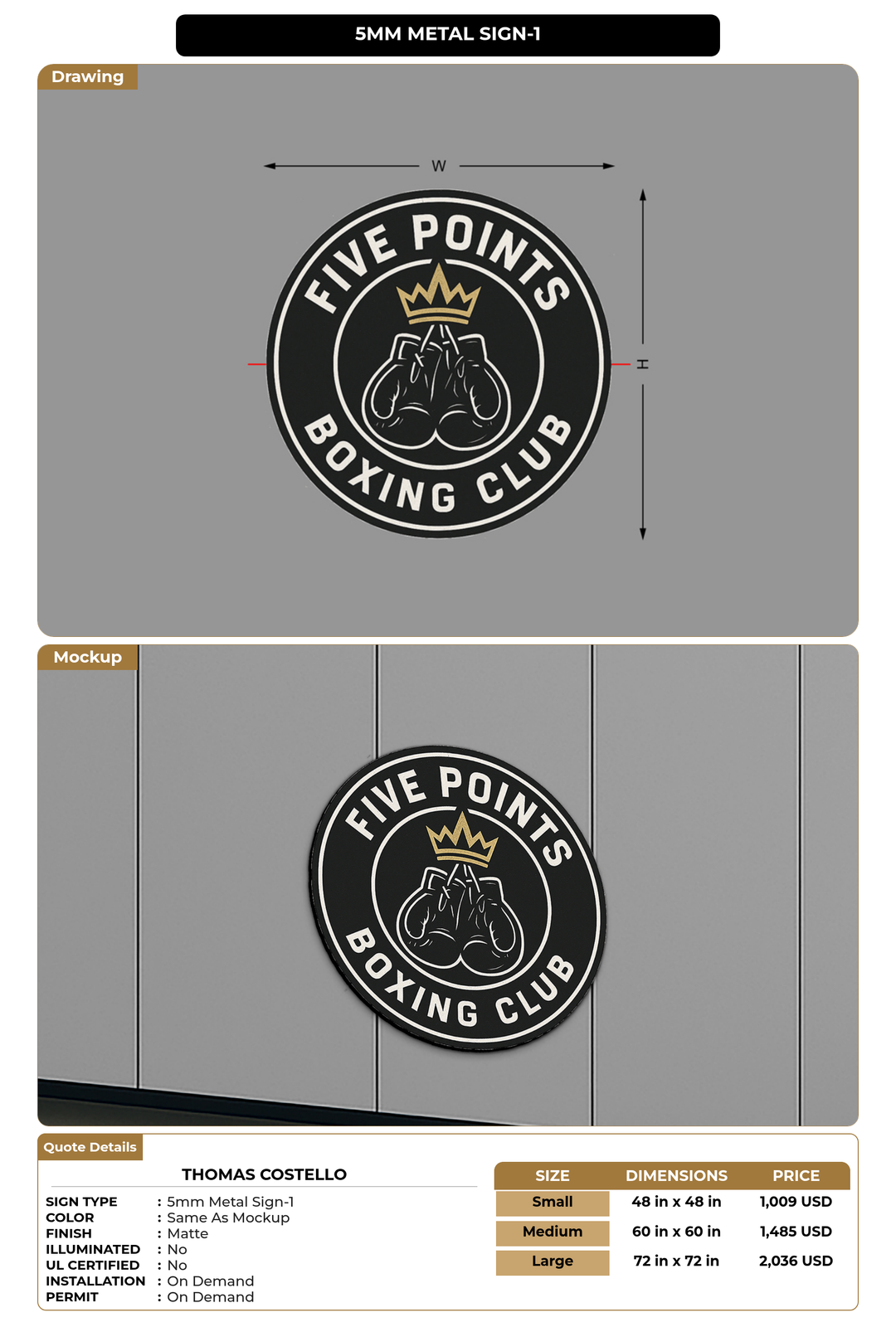 CUSTOM MOCKUP SIGN FOR Thomas Costello