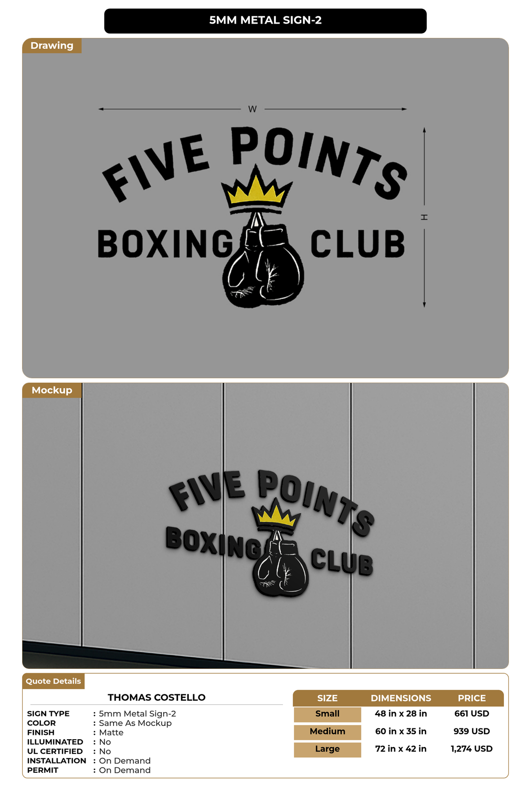 CUSTOM MOCKUP SIGN FOR Thomas Costello