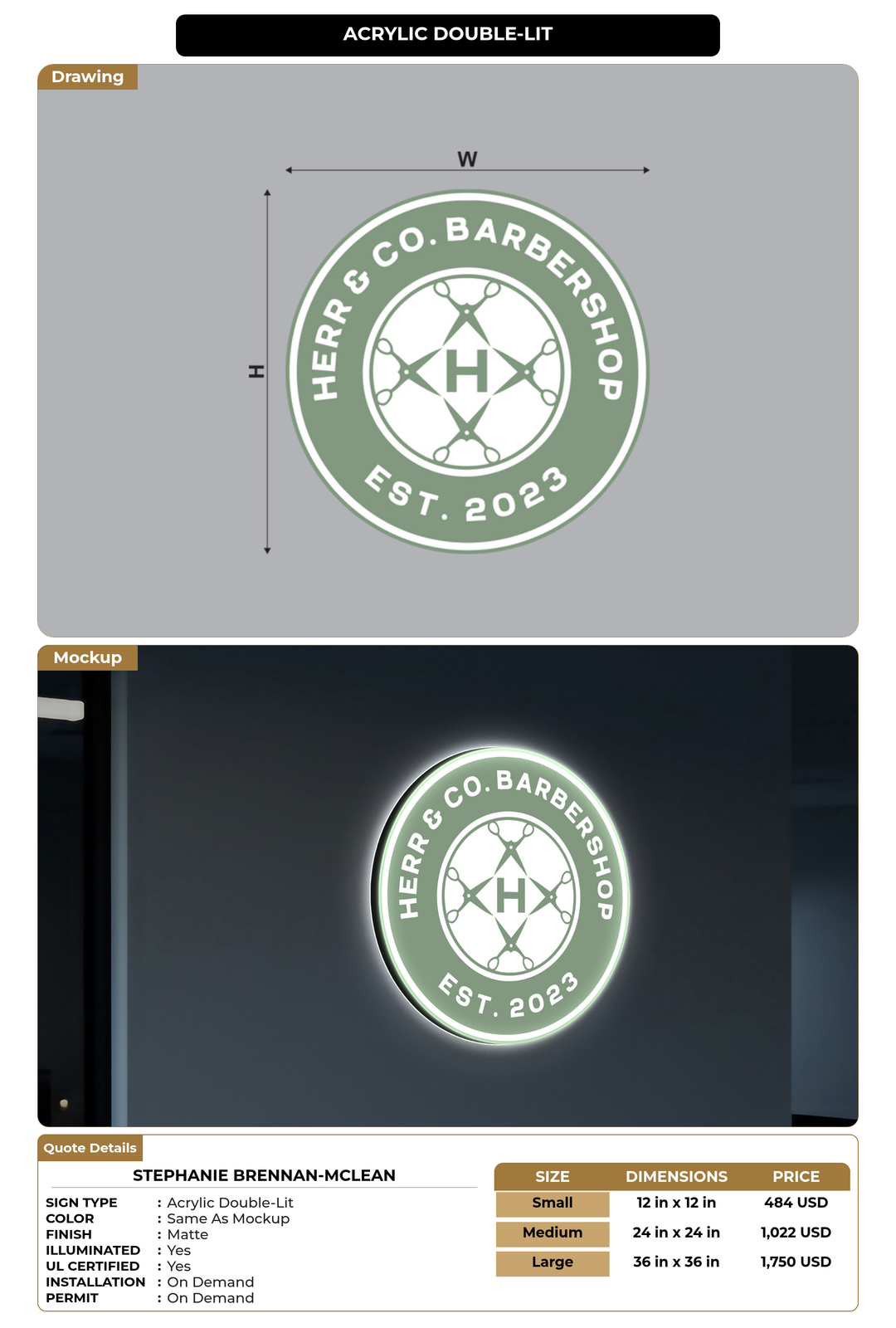CUSTOM MOCKUP SIGN FOR Stephanie Brennan-McLean