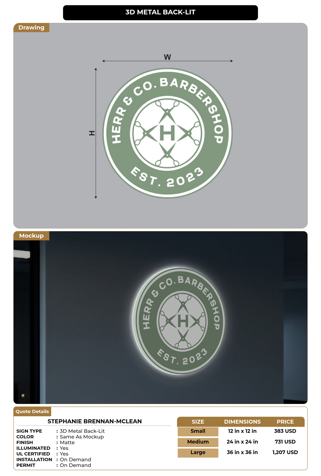 CUSTOM MOCKUP SIGN FOR Stephanie Brennan-McLean