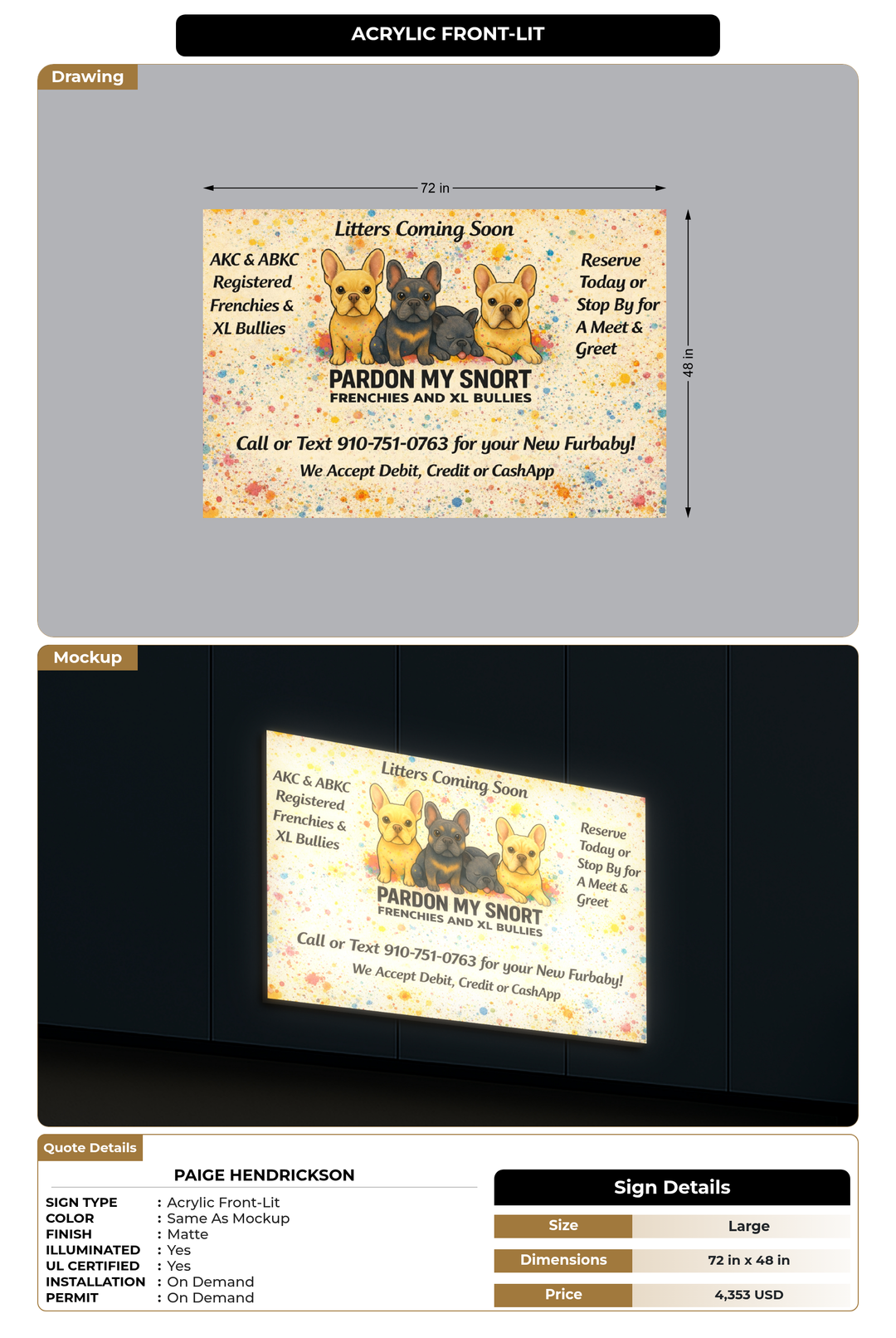 CUSTOM MOCKUP SIGN FOR Paige Hendrickson