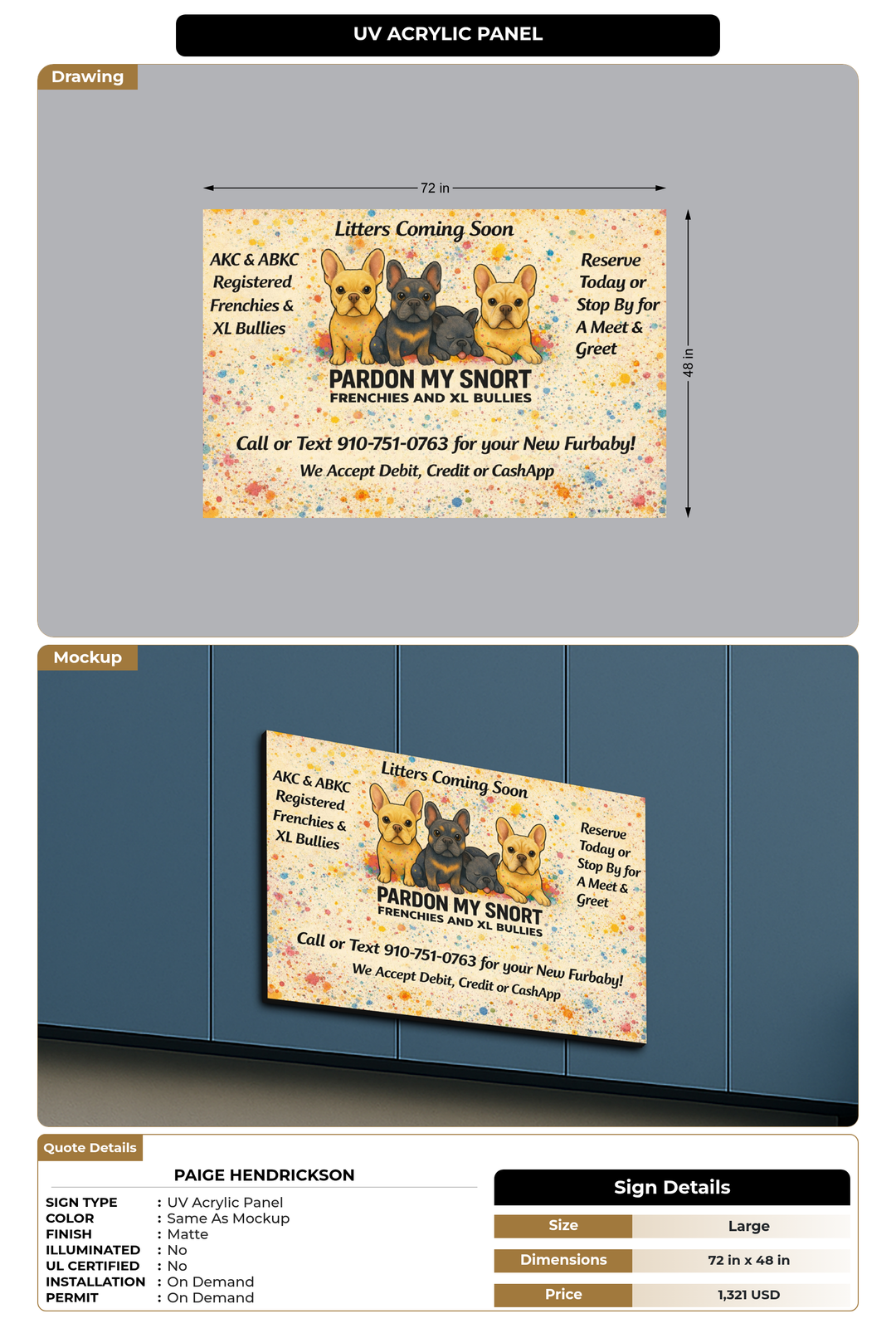 CUSTOM MOCKUP SIGN FOR Paige Hendrickson