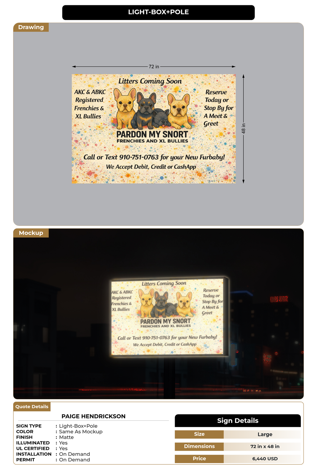 CUSTOM MOCKUP SIGN FOR Paige Hendrickson