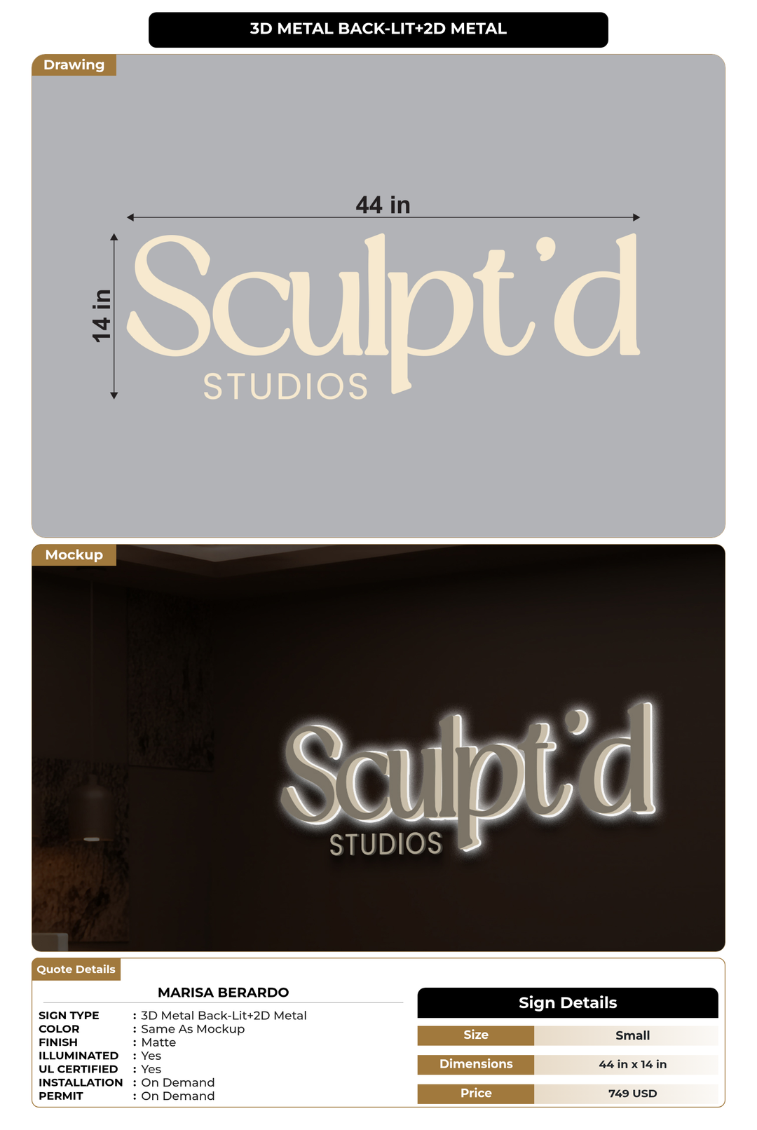 CUSTOM MOCKUP SIGN FOR Marisa Berardo