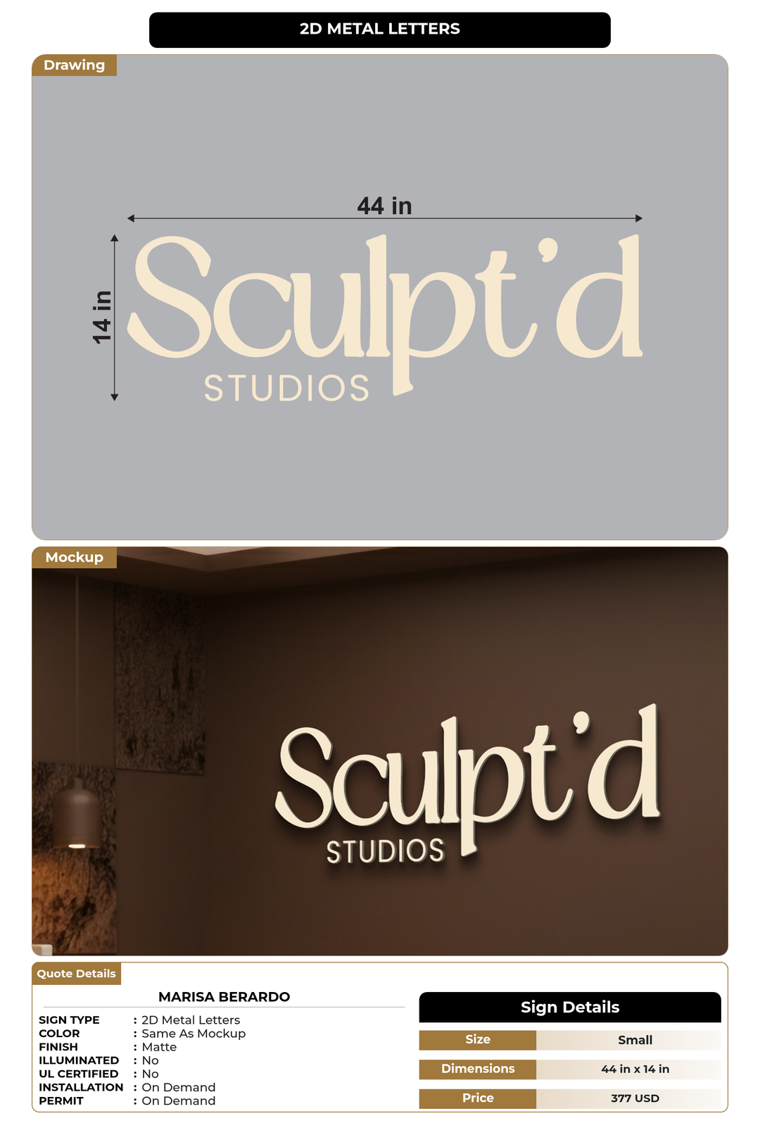 CUSTOM MOCKUP SIGN FOR Marisa Berardo