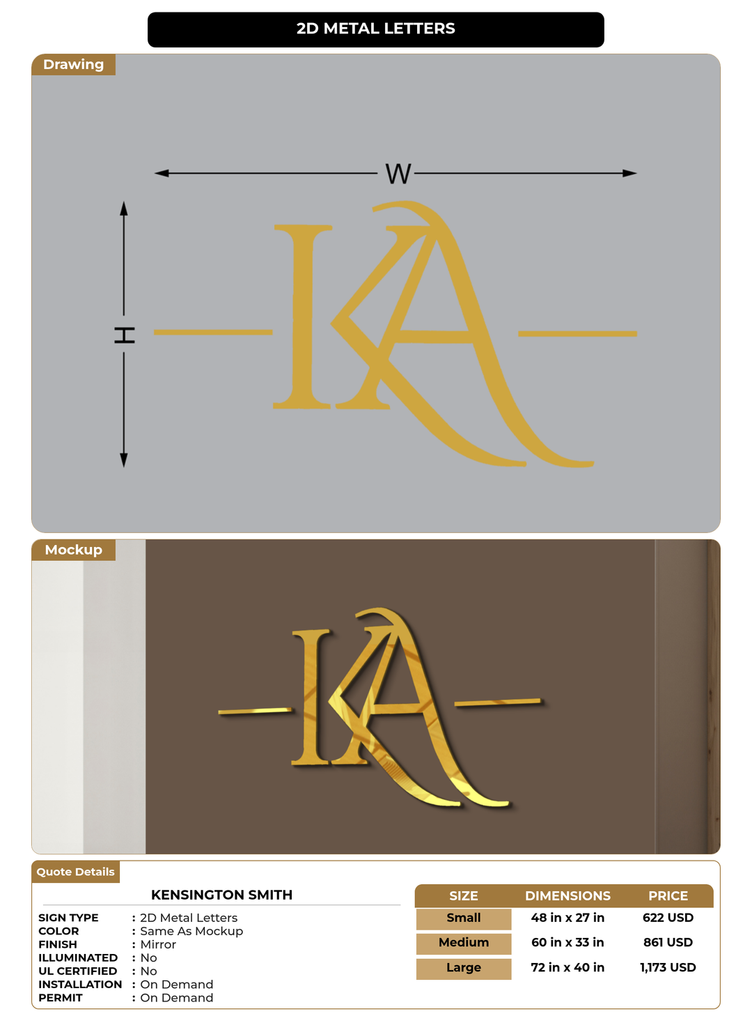 CUSTOM MOCKUP SIGN FOR Kensington Smith