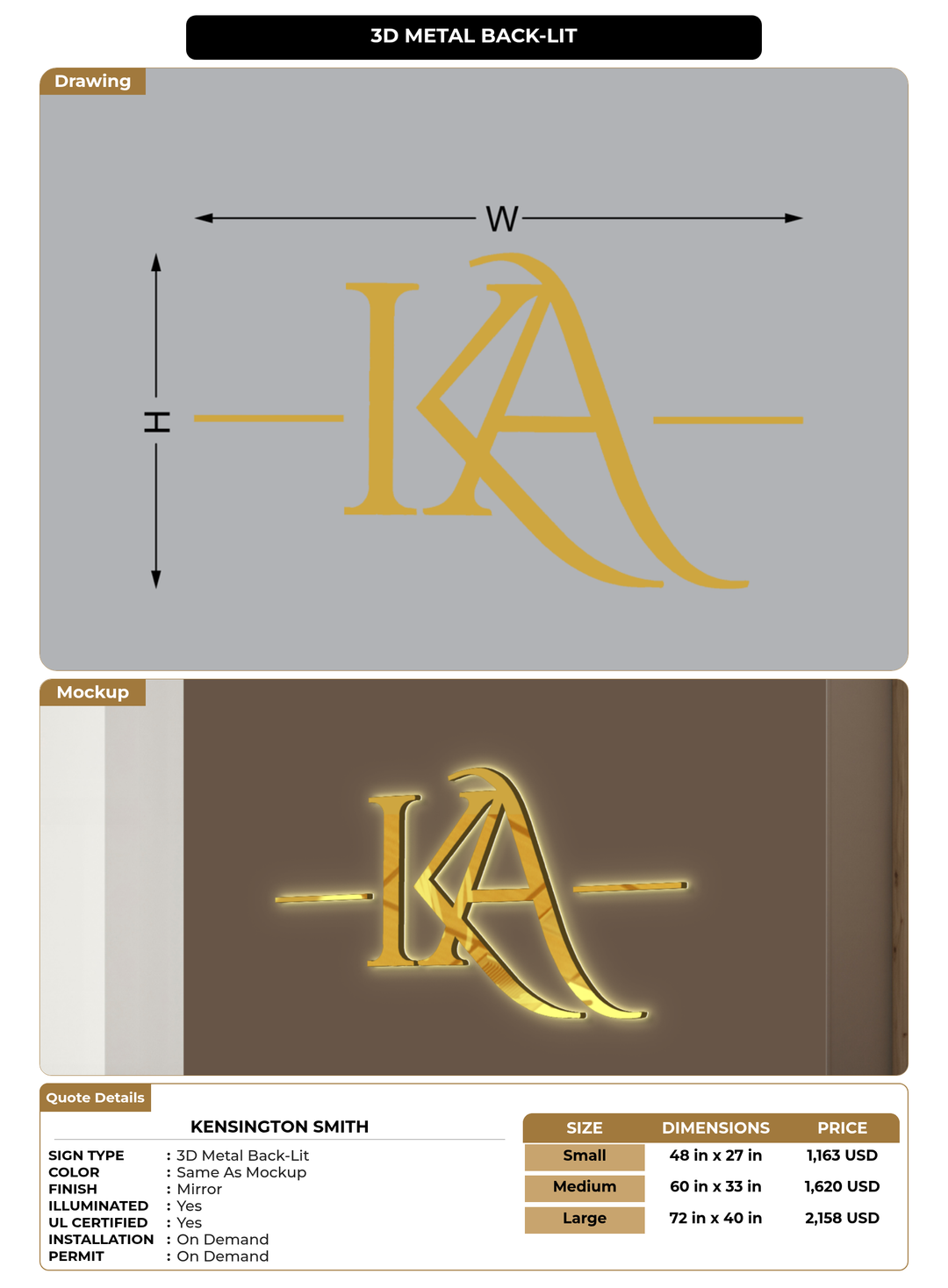 CUSTOM MOCKUP SIGN FOR Kensington Smith