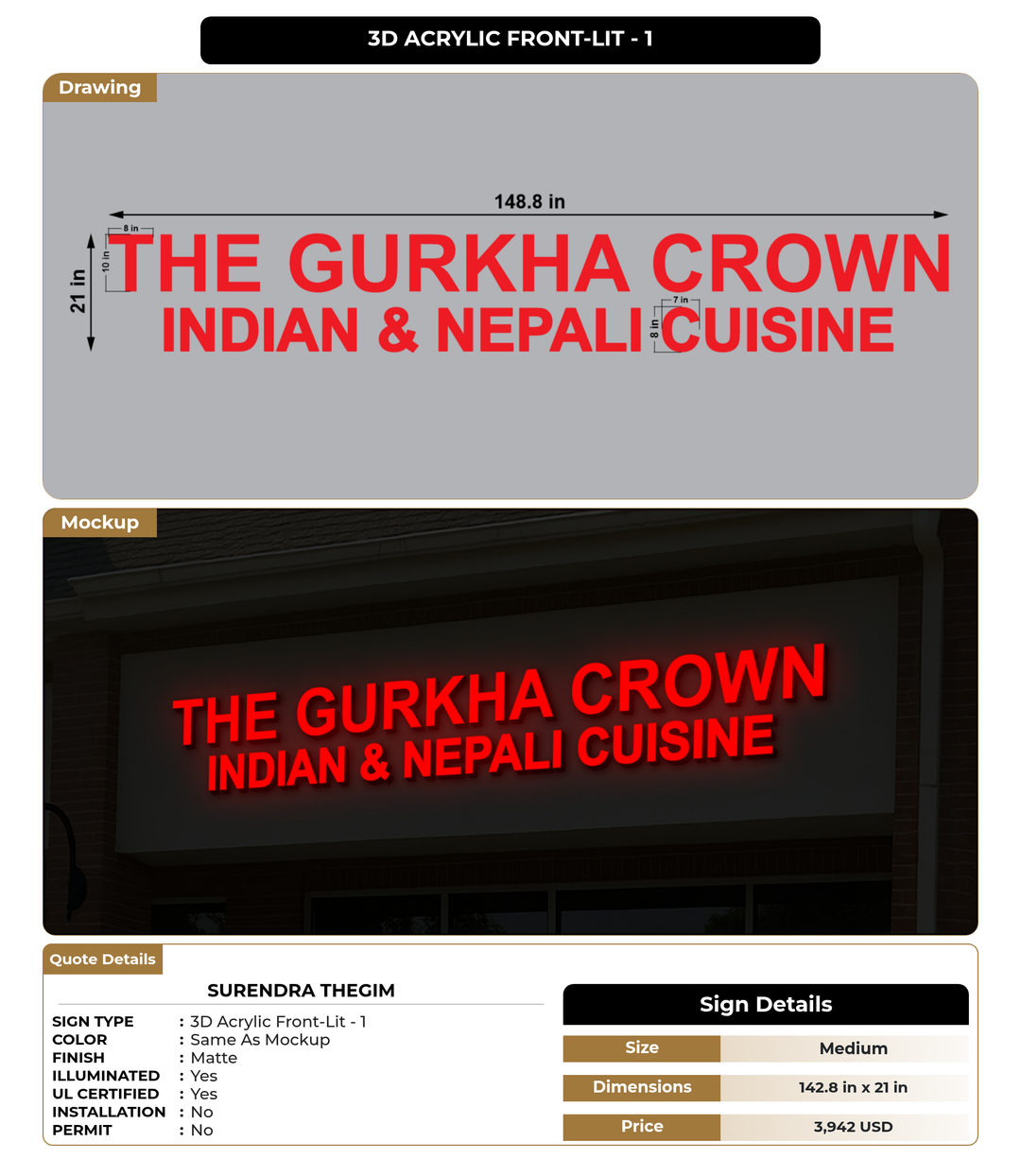 CUSTOM MOCKUP SIGN FOR Surendra Thegim