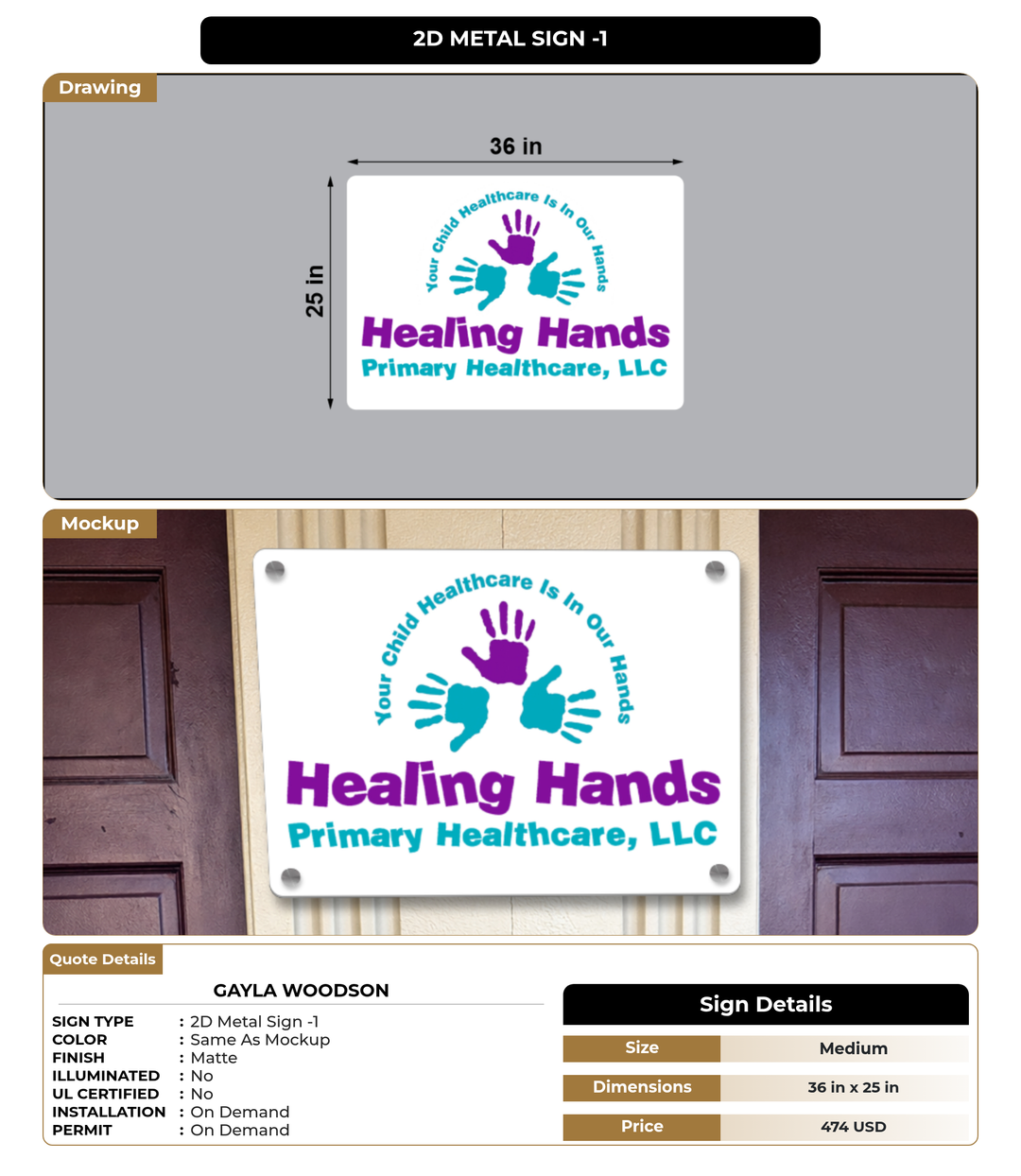 CUSTOM MOCKUP SIGN FOR Gayla Woodson