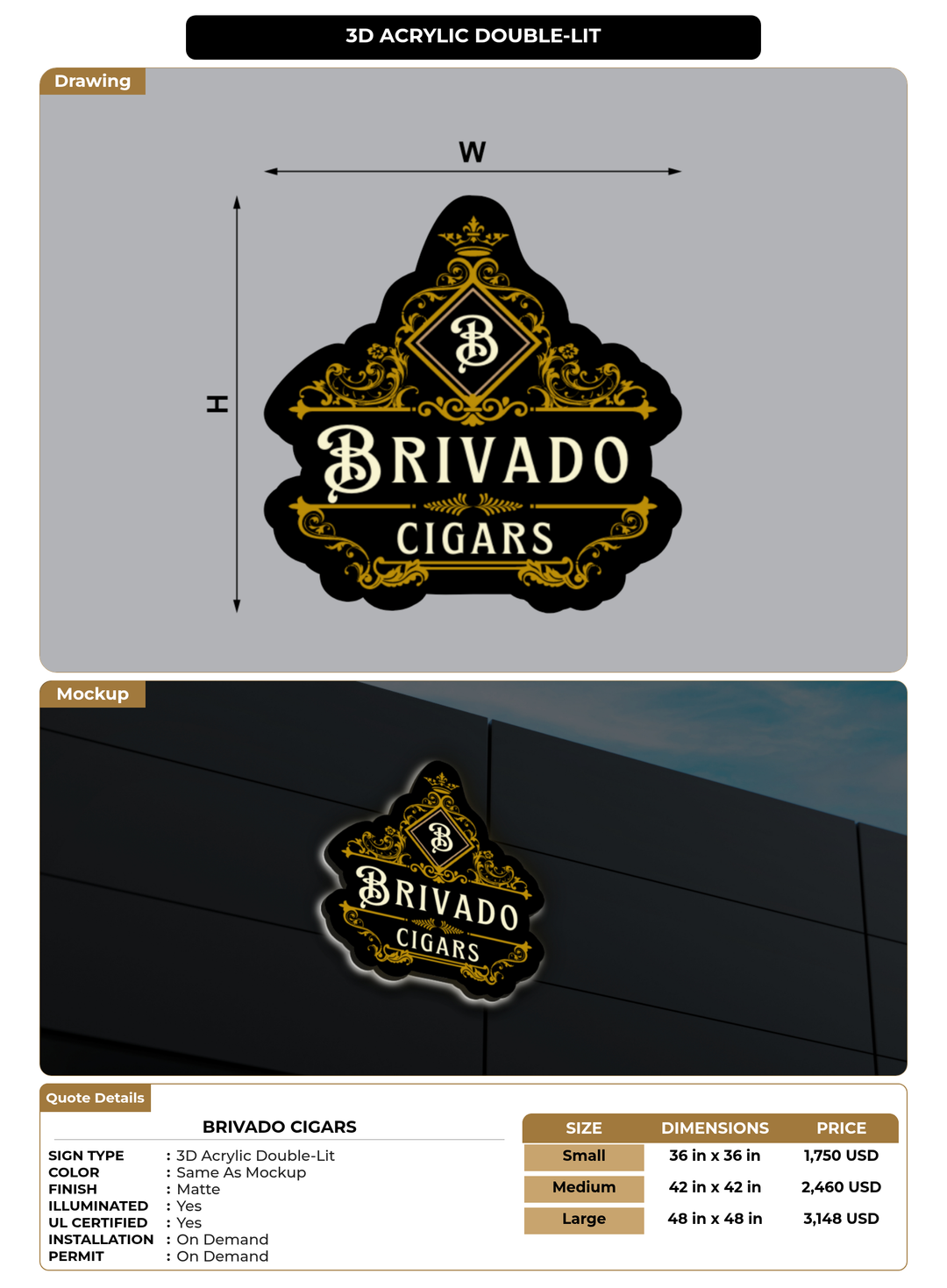 CUSTOM MOCKUP SIGN FOR Brivado Cigars