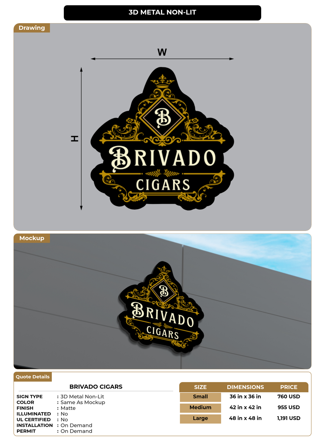 CUSTOM MOCKUP SIGN FOR Brivado Cigars