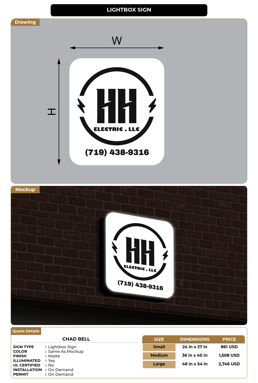 CUSTOM MOCKUP SIGN FOR Chad Bell