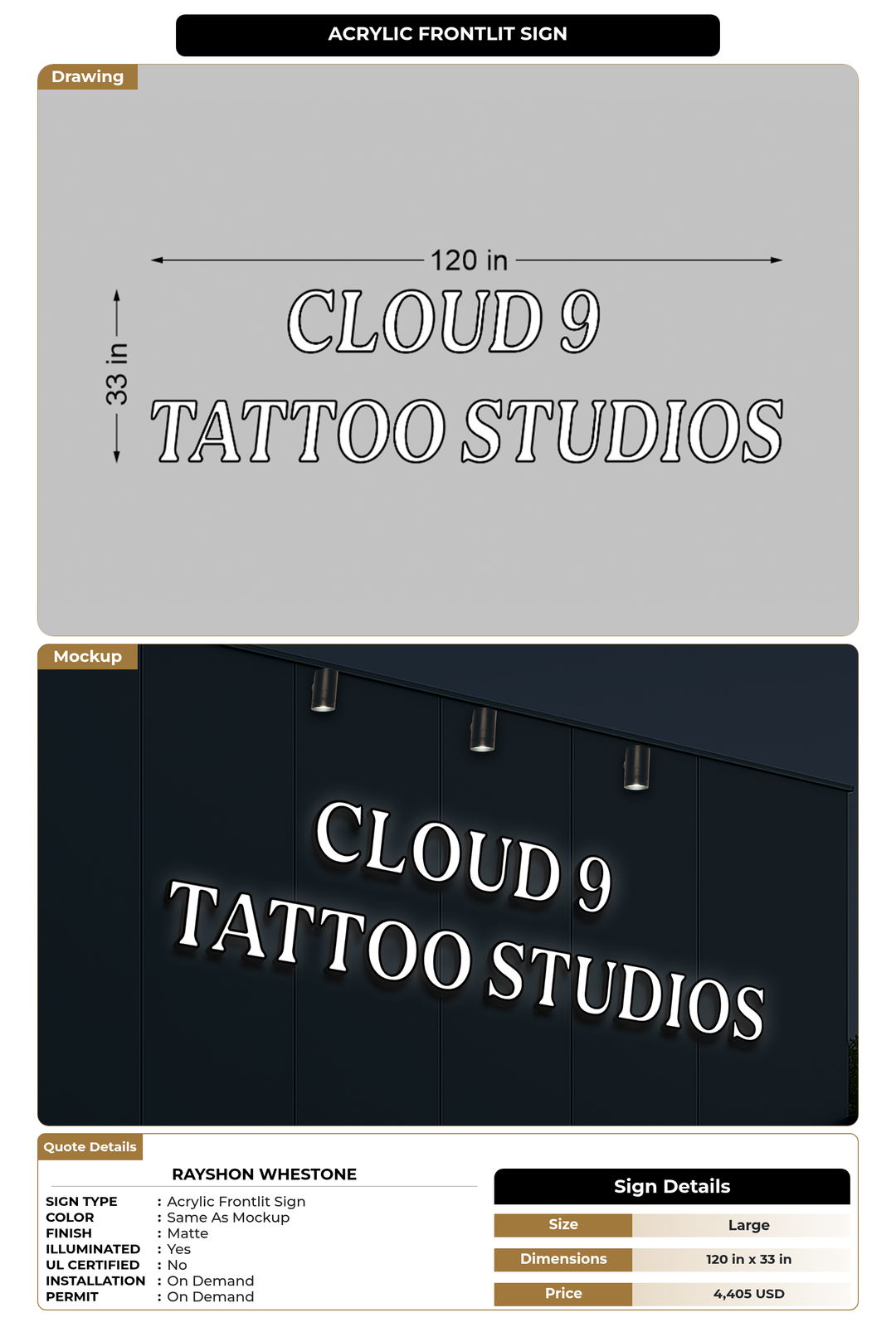 CUSTOM MOCKUP SIGN FOR Rayshon whestone