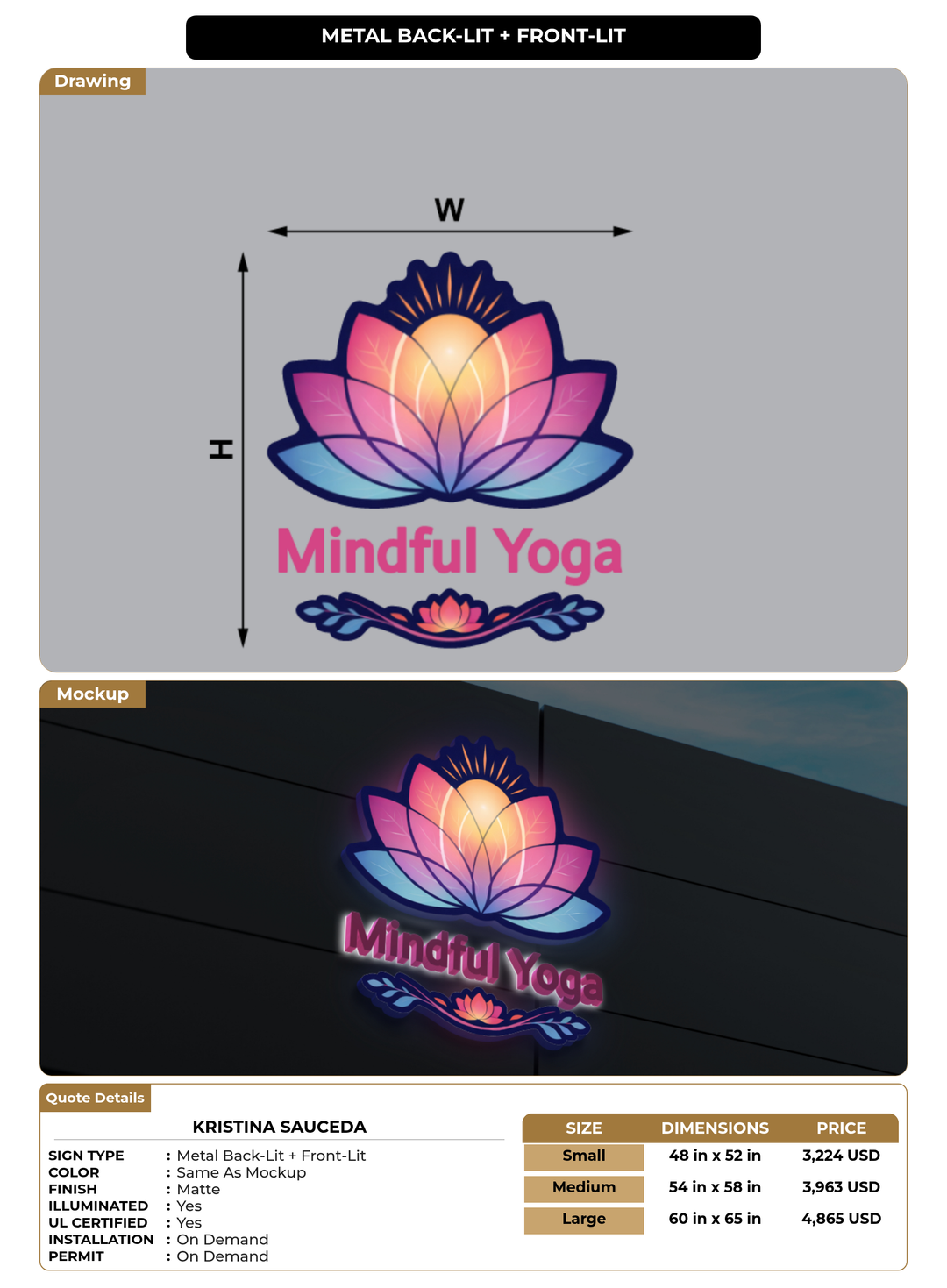 CUSTOM MOCKUP SIGN FOR Kristina Sauceda