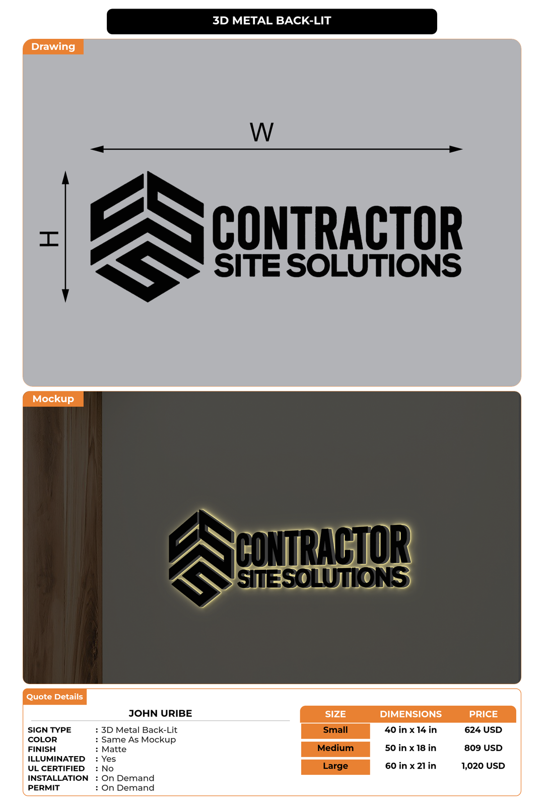 CUSTOM MOCKUP SIGN FOR John Uribe