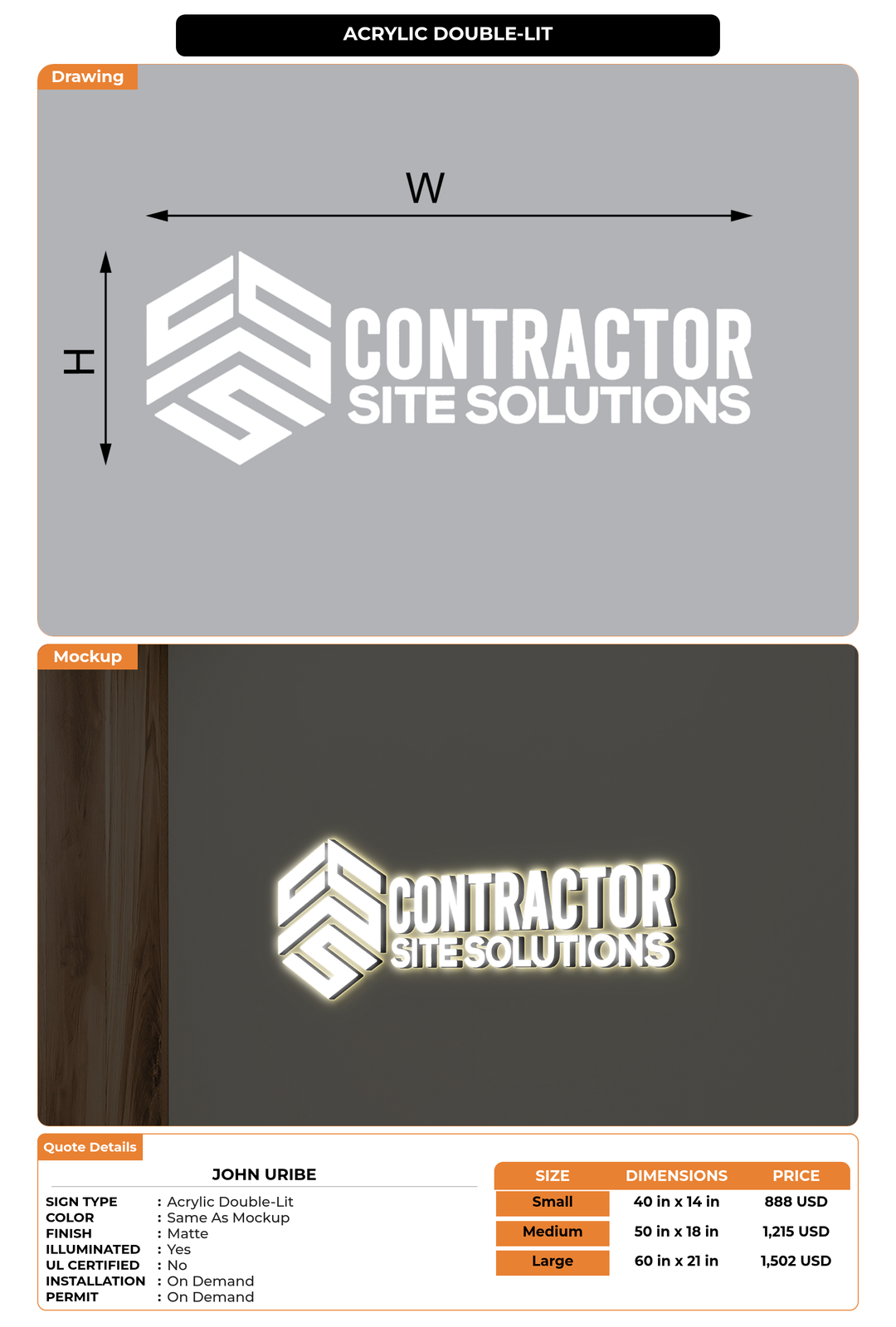 CUSTOM MOCKUP SIGN FOR John Uribe