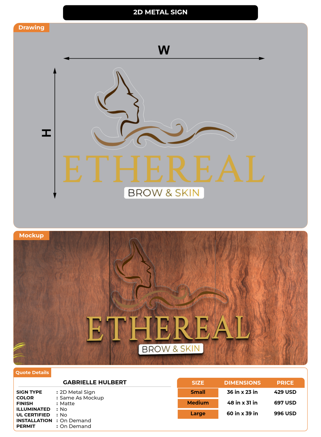 CUSTOM MOCKUP SIGN FOR Gabrielle Hulbert