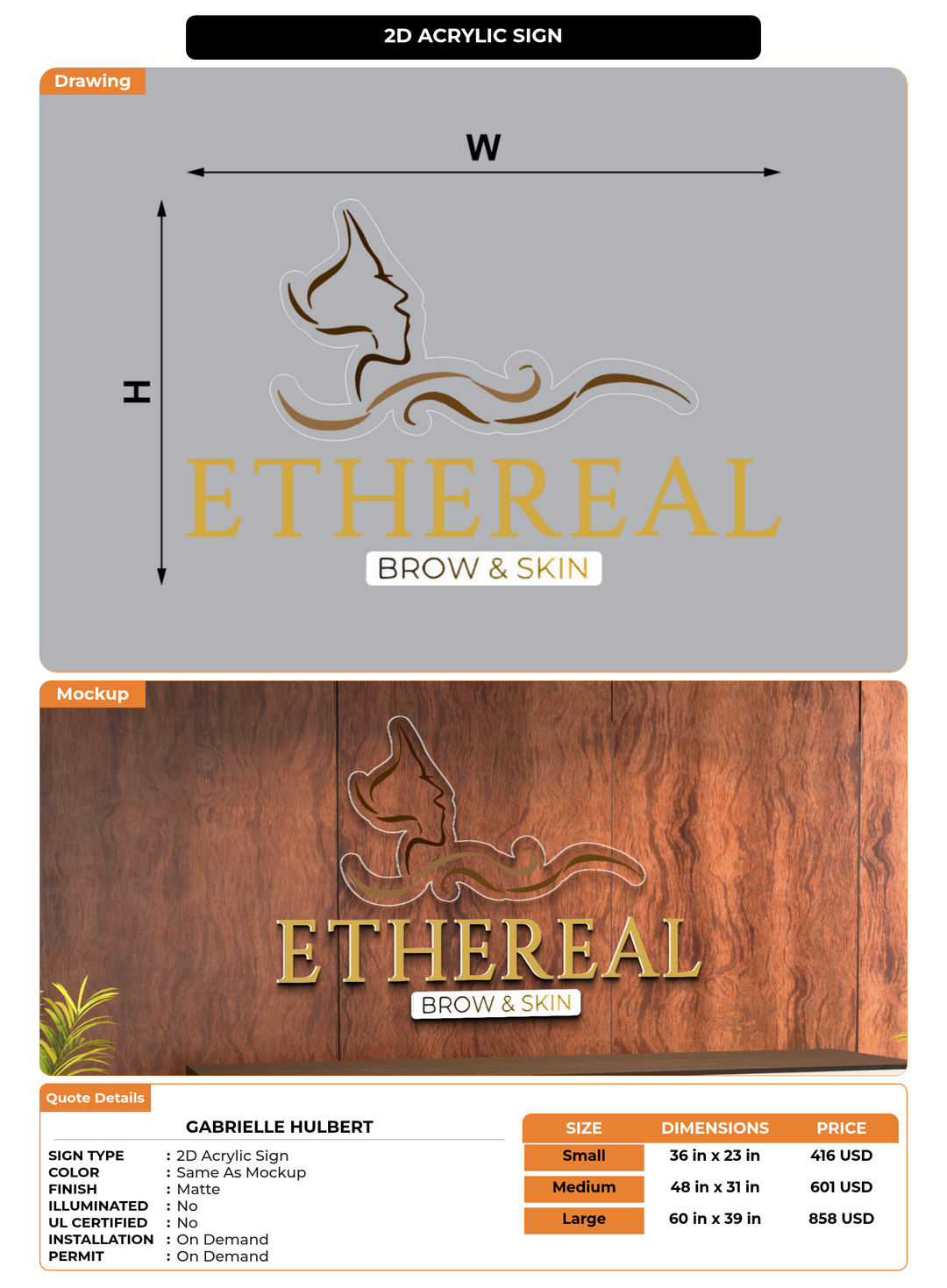 CUSTOM MOCKUP SIGN FOR Gabrielle Hulbert
