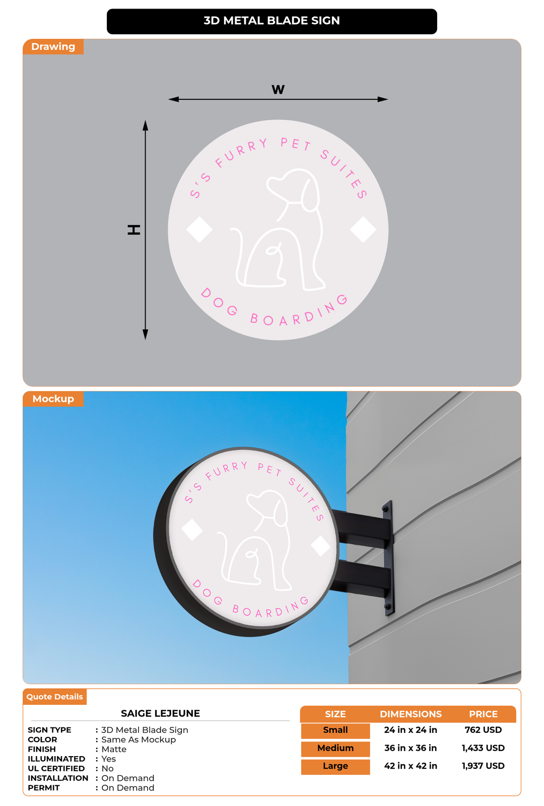 CUSTOM MOCKUP SIGN FOR Saige Lejeune