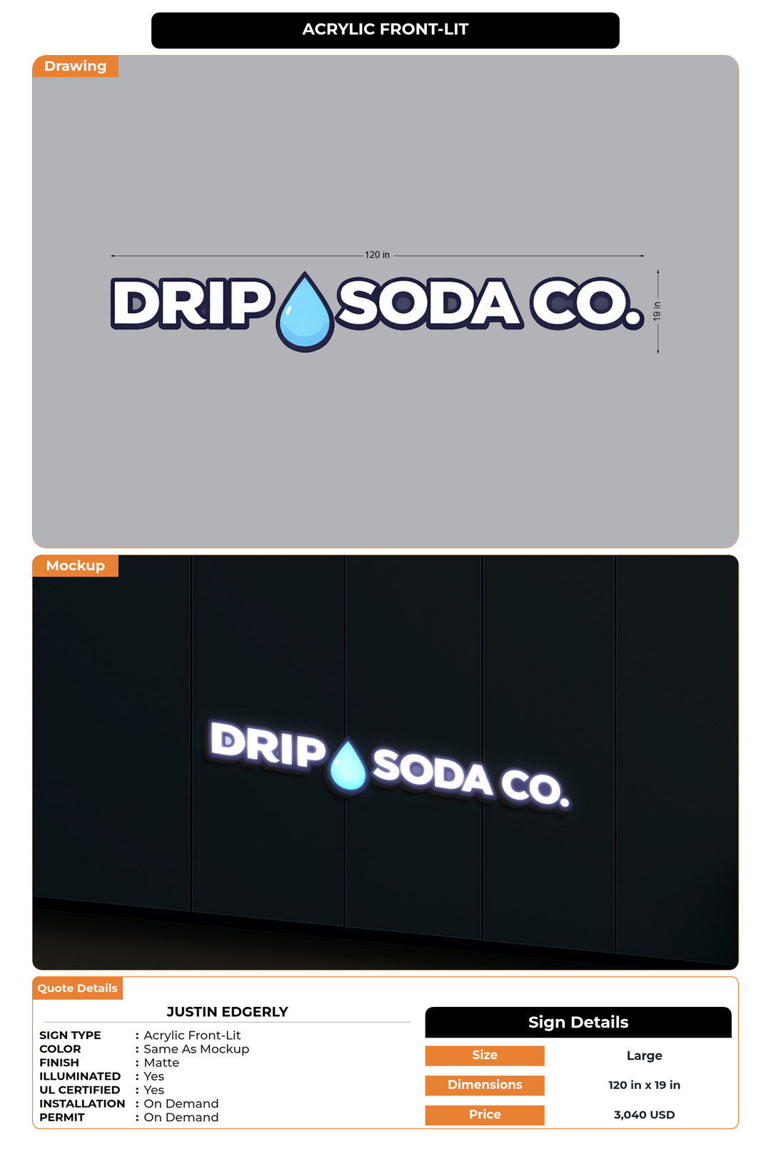 CUSTOM MOCKUP SIGN FOR Justin Edgerly