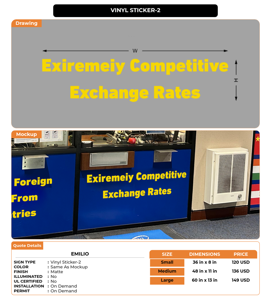CUSTOM MOCKUP SIGN FOR Emilio