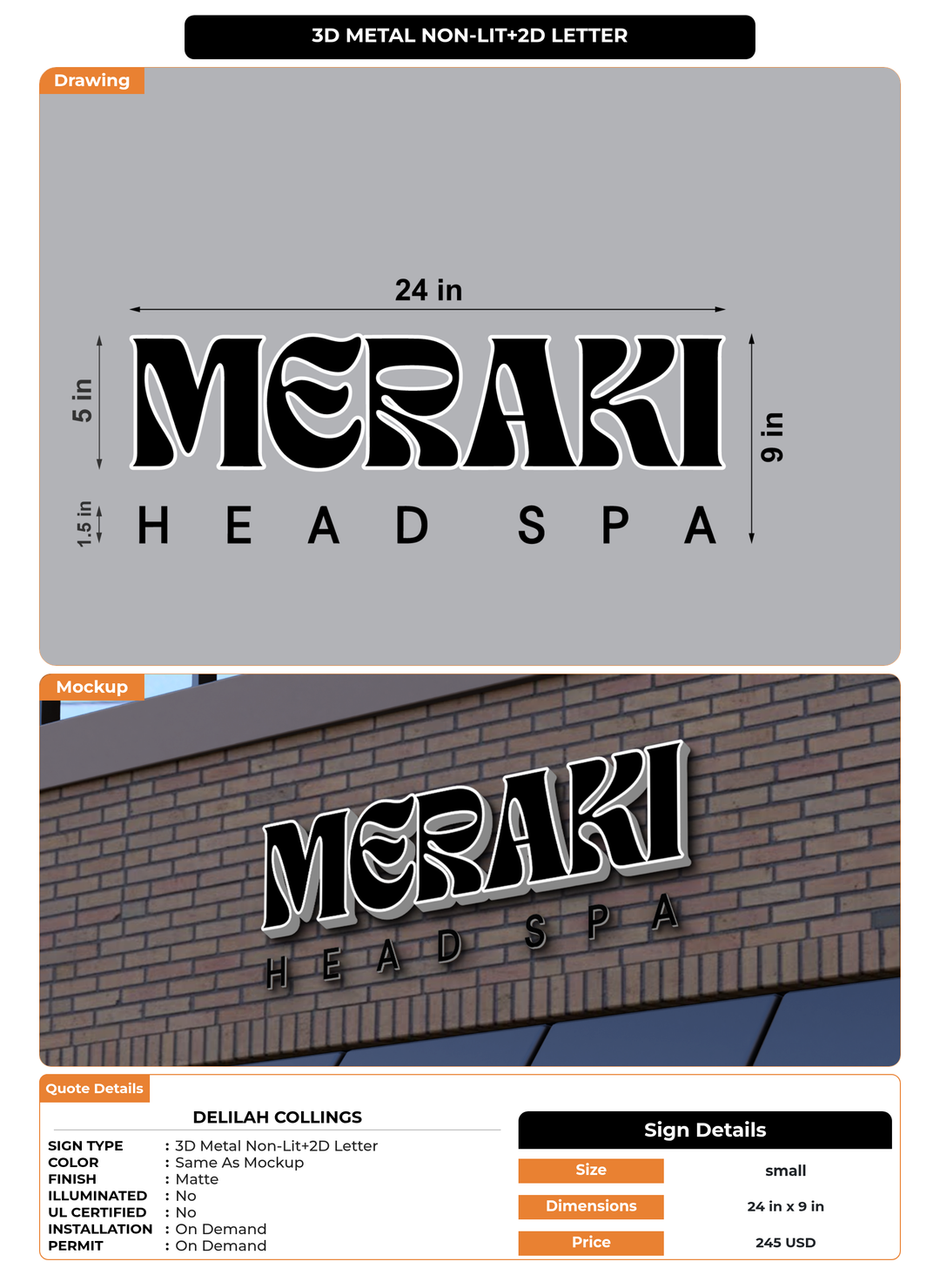 CUSTOM MOCKUP SIGN FOR Delilah Collings
