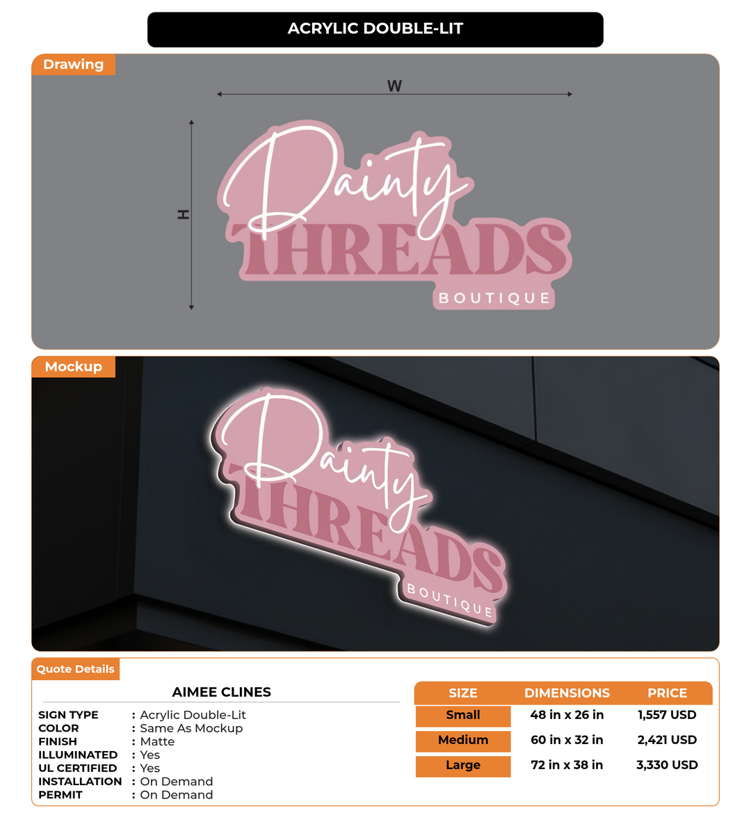 CUSTOM MOCKUP SIGN FOR Aimee Clines