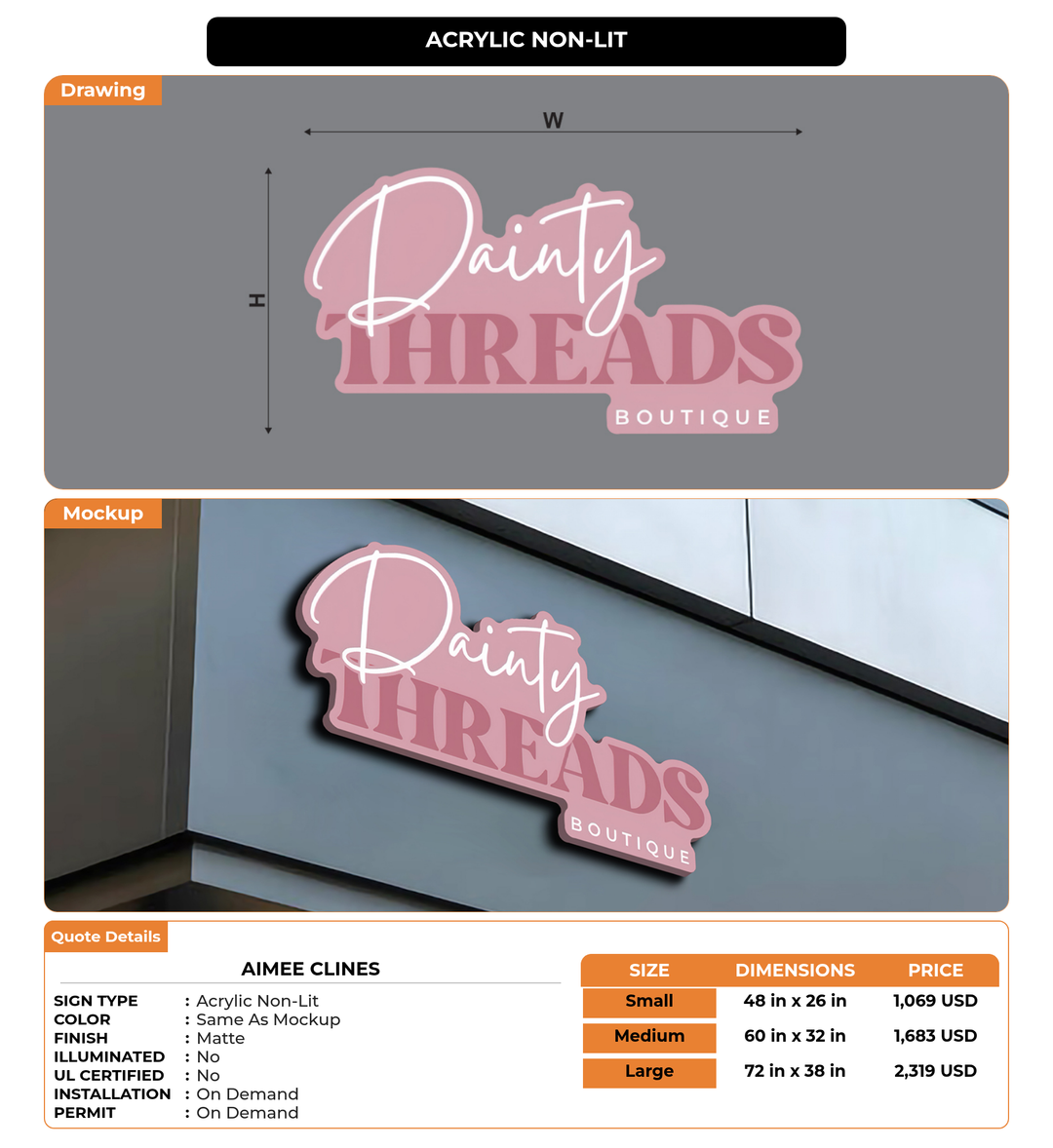 CUSTOM MOCKUP SIGN FOR Aimee Clines