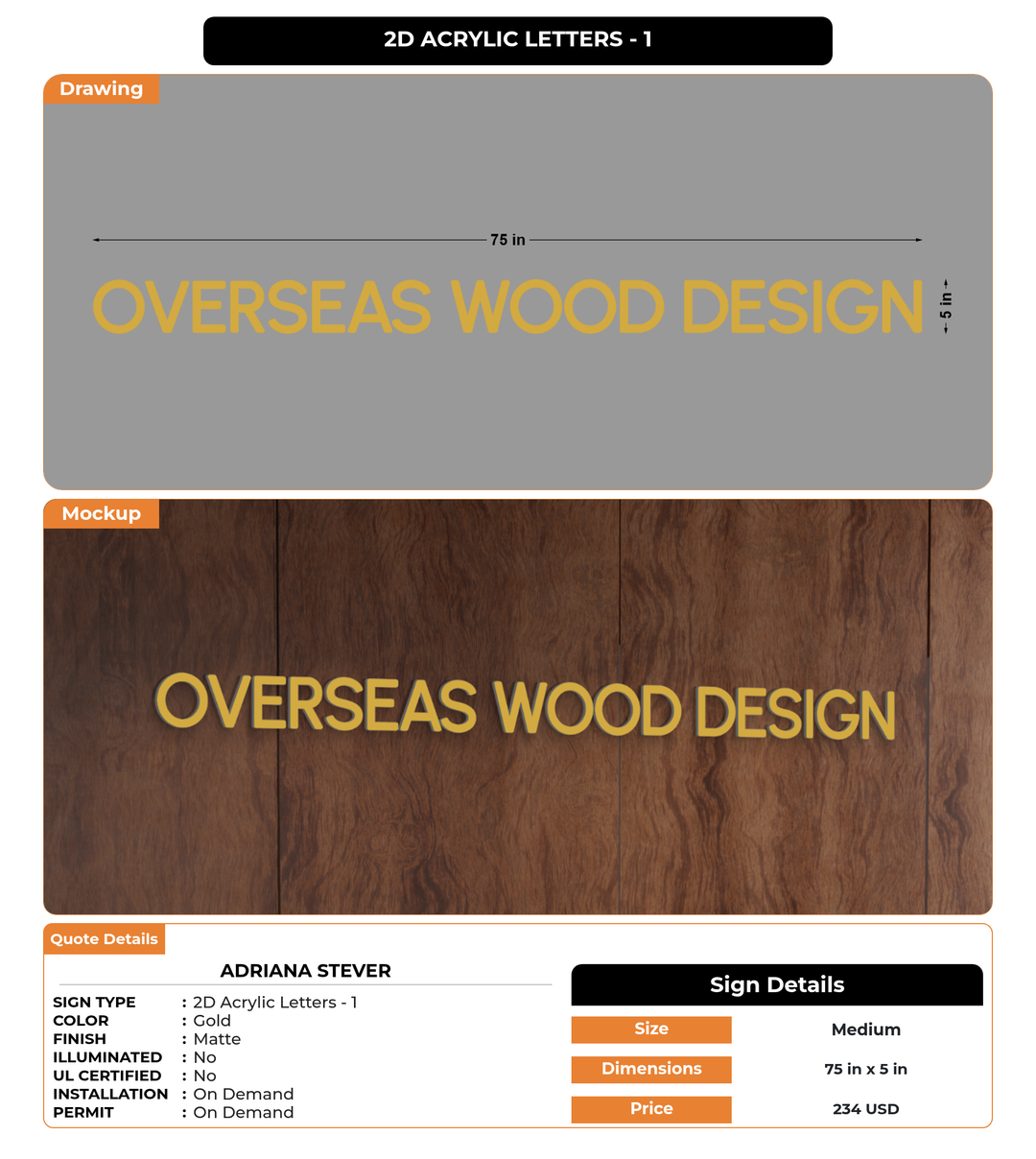 CUSTOM MOCKUP SIGN FOR Adriana Stever