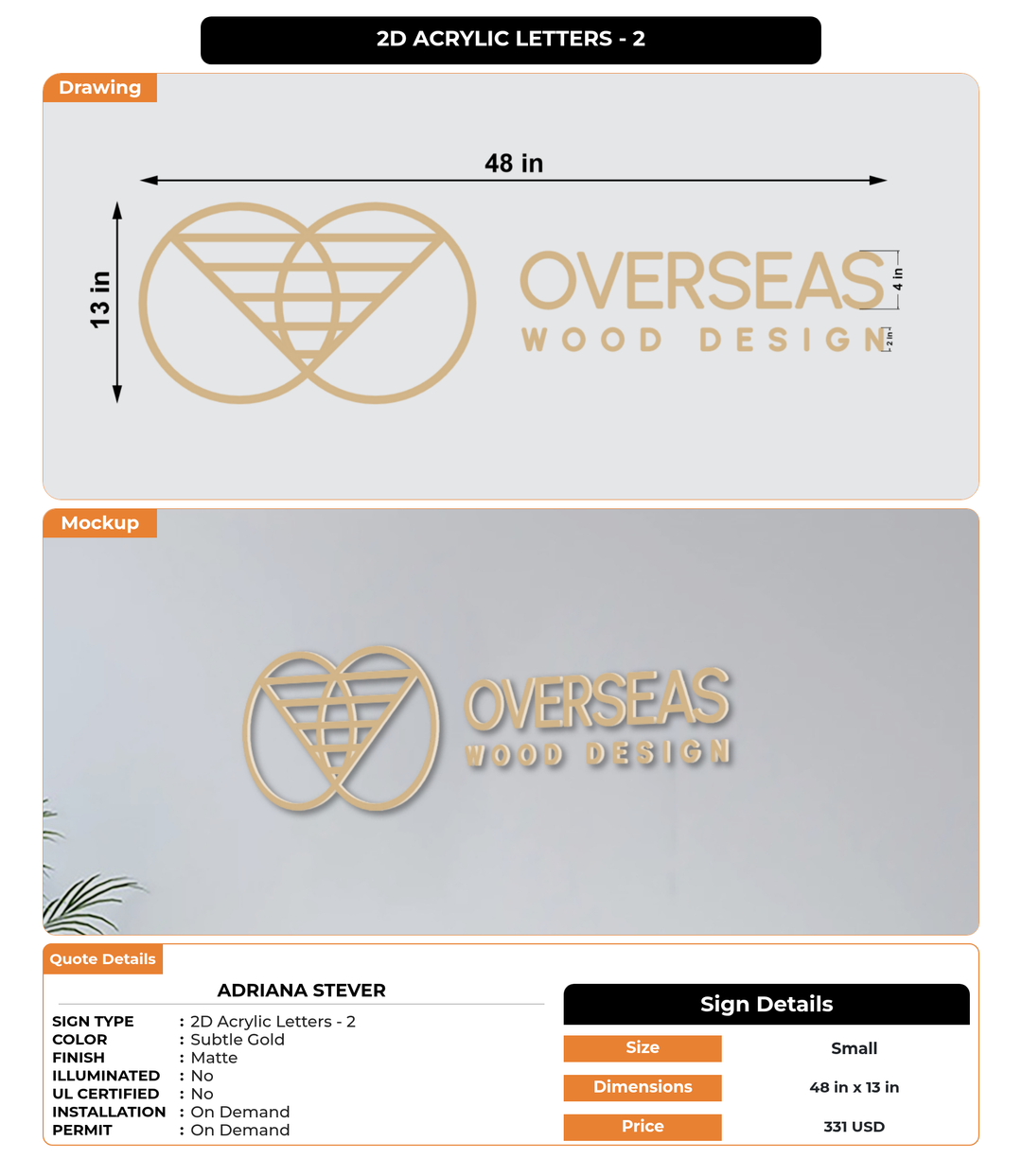 CUSTOM MOCKUP SIGN FOR Adriana Stever