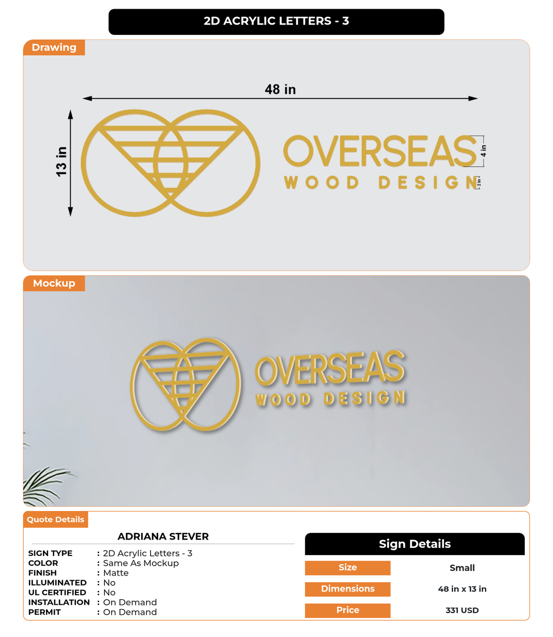 CUSTOM MOCKUP SIGN FOR Adriana Stever