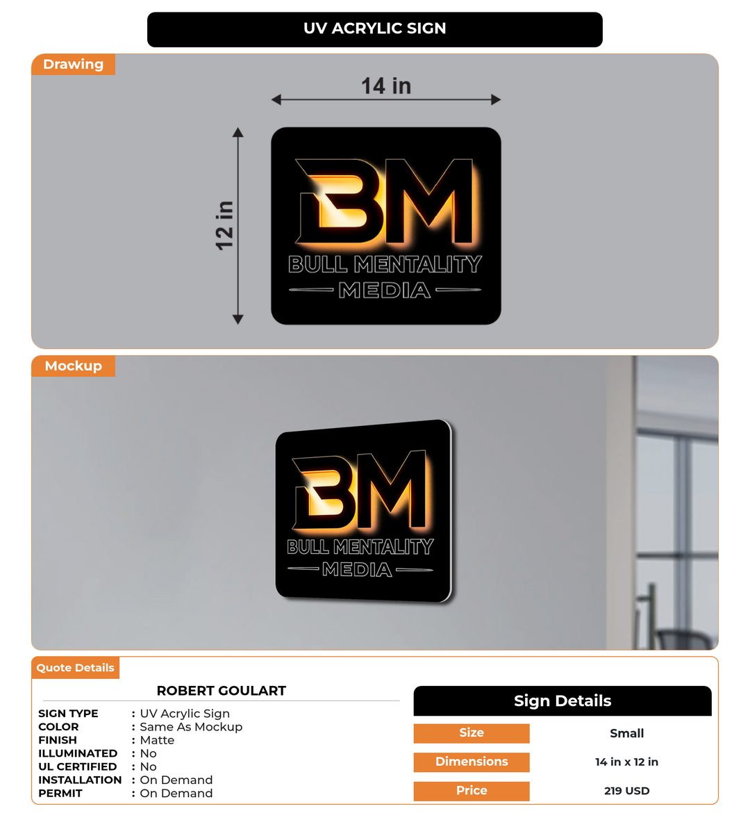 CUSTOM MOCKUP SIGN FOR Robert Goulart